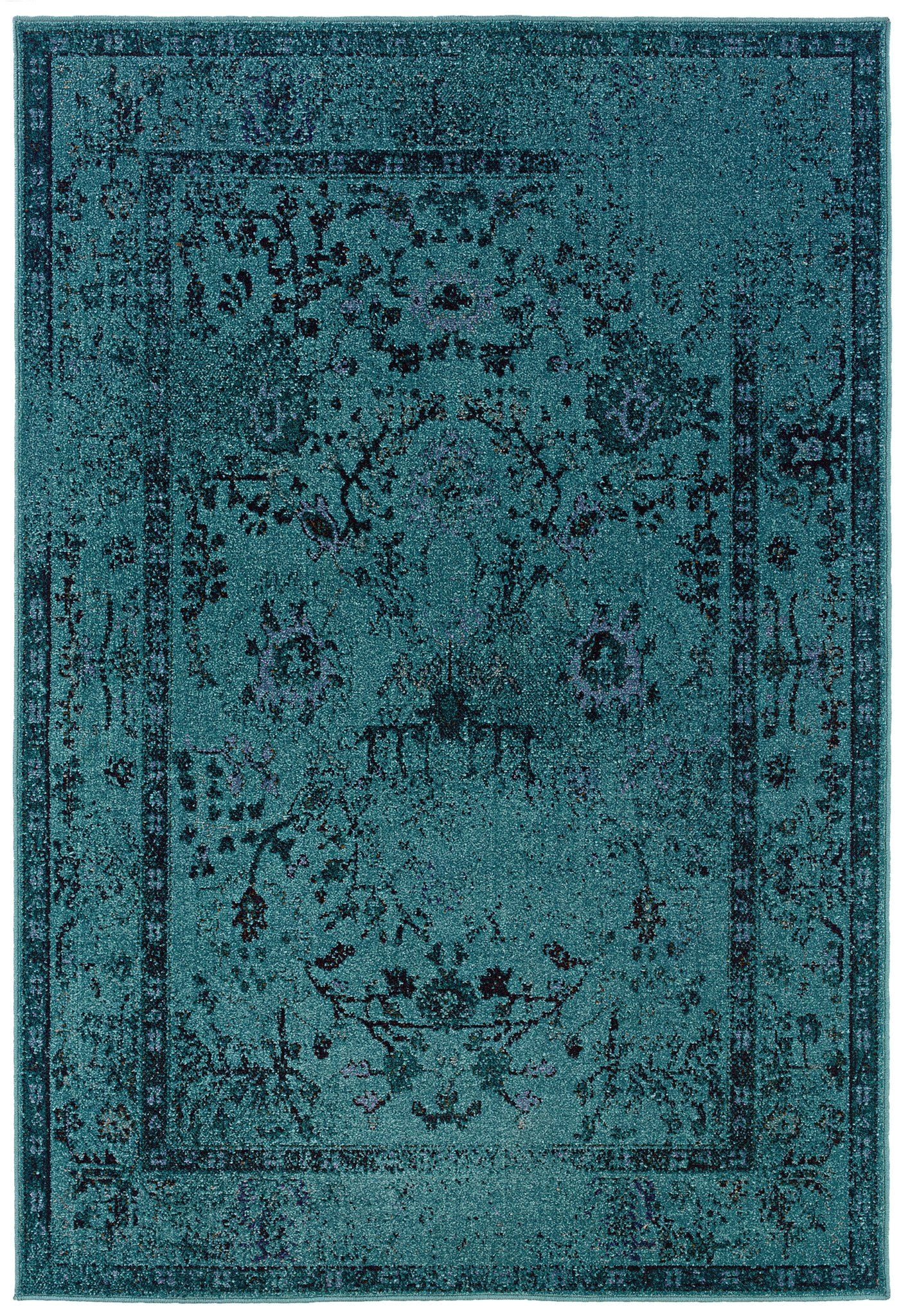 teal blue overdyed style area rug