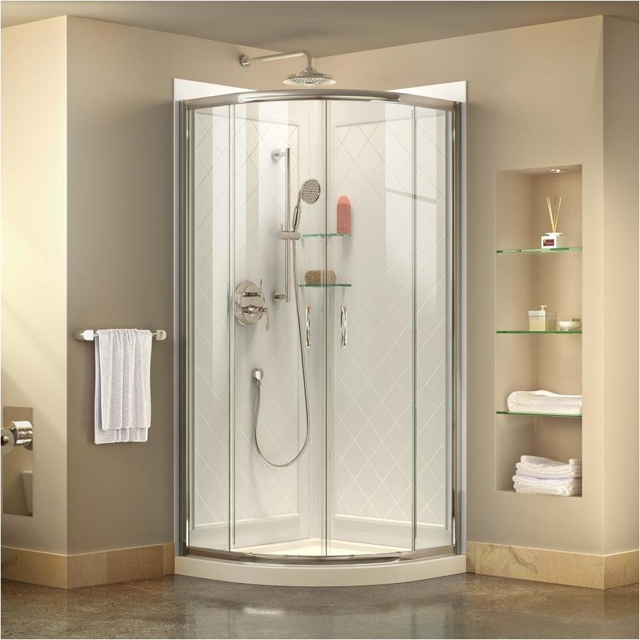 dreamline prime white acrylic wall and floor round 3 piece corner shower kit actual