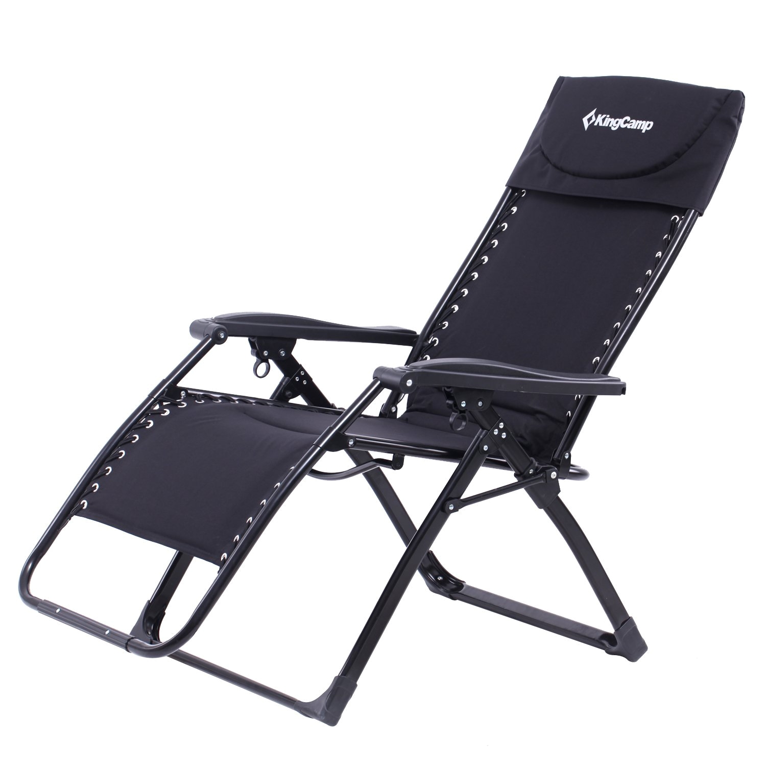 amazon com kingcamp zero gravity patio lounge chair recliner oversized xl padded free adjustment heavy duty square legs with headrest for garden outdoor