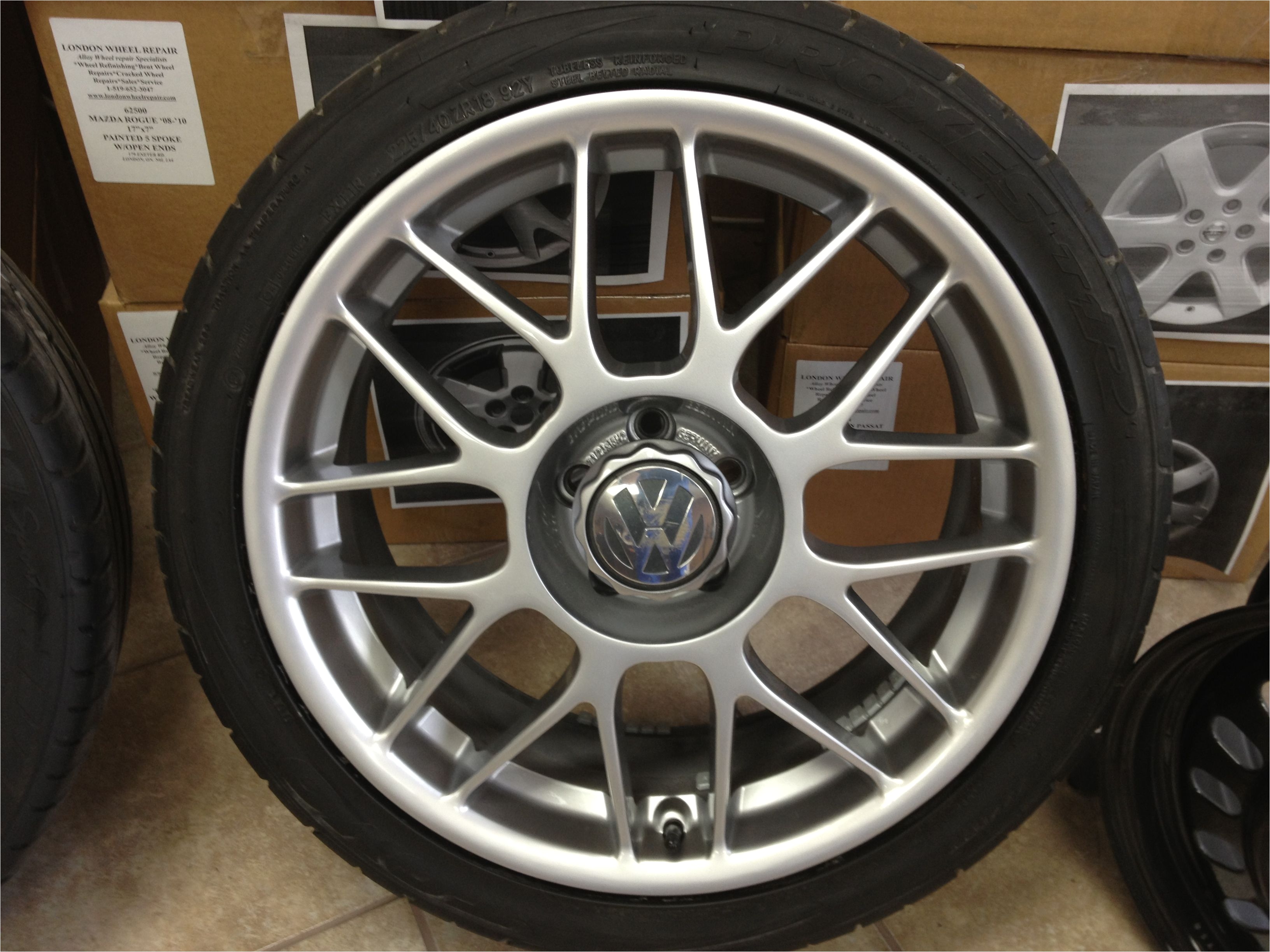 vw bbs wheels after being painted hyper silver by london wheel repair