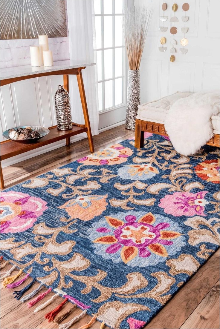 this wool rug will bring happiness to any room sana floral suzani tassel rug on plushrugs com free shipping on all orders