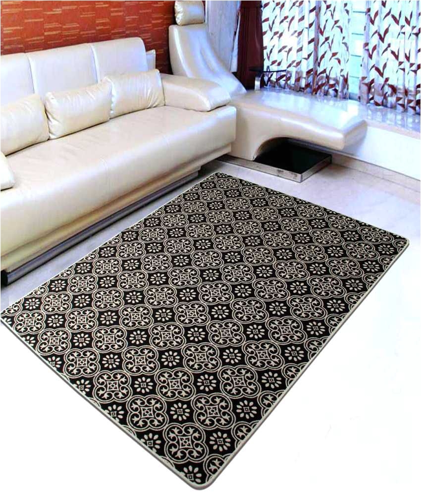 saral home black multi purpose cotton jacquard carpet 120x180 cm
