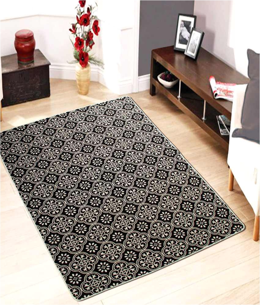 saral home black multi purpose cotton jacquard carpet 120x180 cm