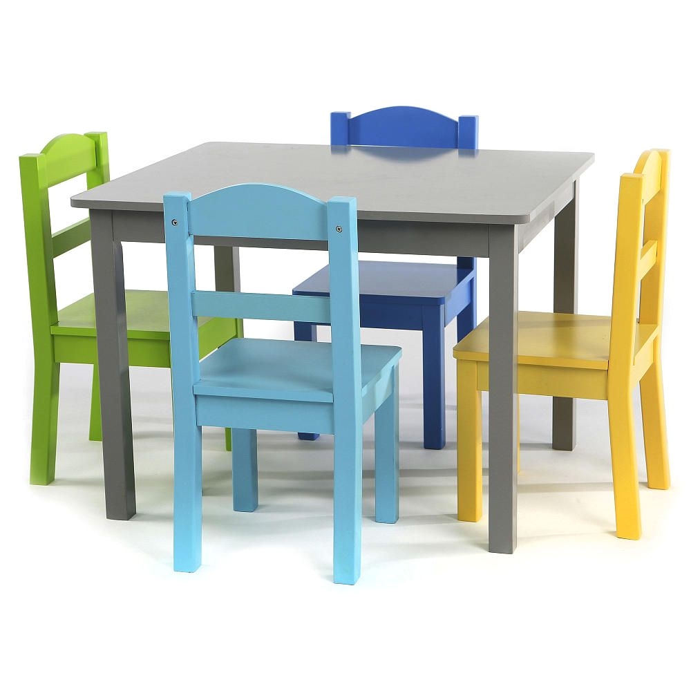 Toys R Us Table and Chairs for toddlers the tot Tutors Elements Wood Table and 4 Colored Chairs Set is the