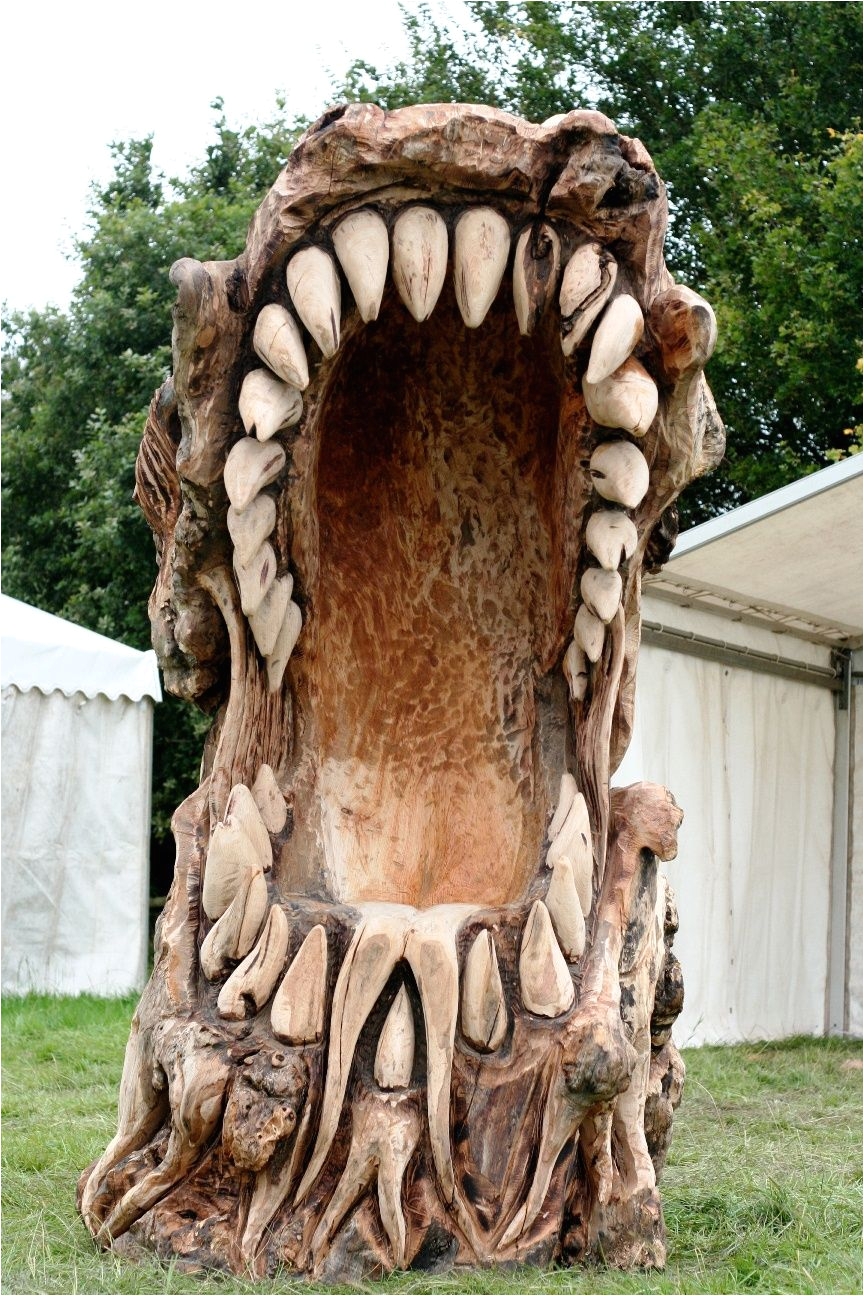 Tree Faces Garden Art Dragon Chair Matt Crabb Chainsaw Artist Halloween Obsession
