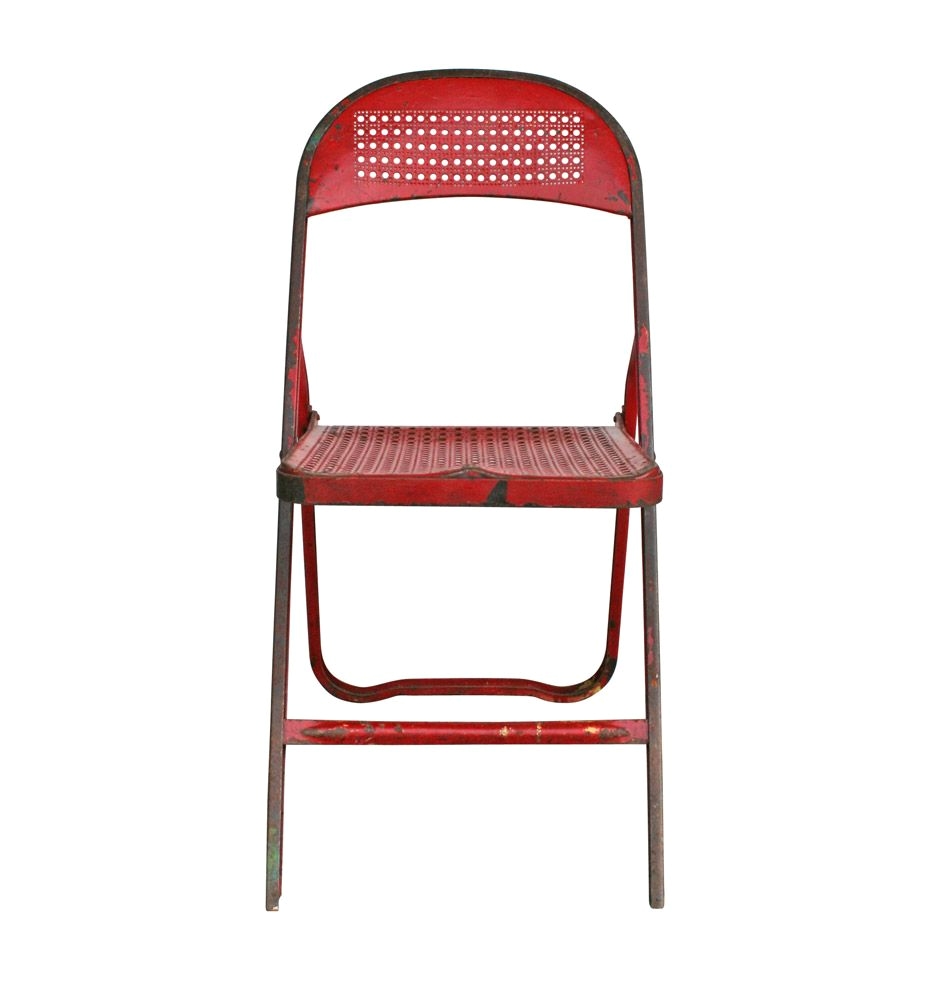Tri Fold Lawn Chair Target Charming Red Perforated Metal Folding Chair C1940s Rejuvenation