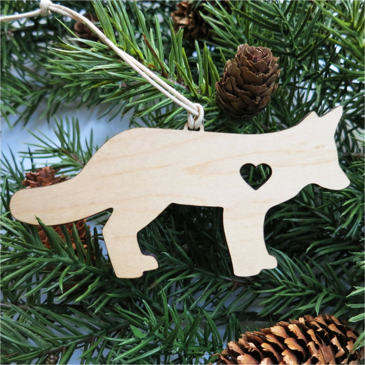 wooden fox ornament diy holiday ornament christmas tree ornament fox