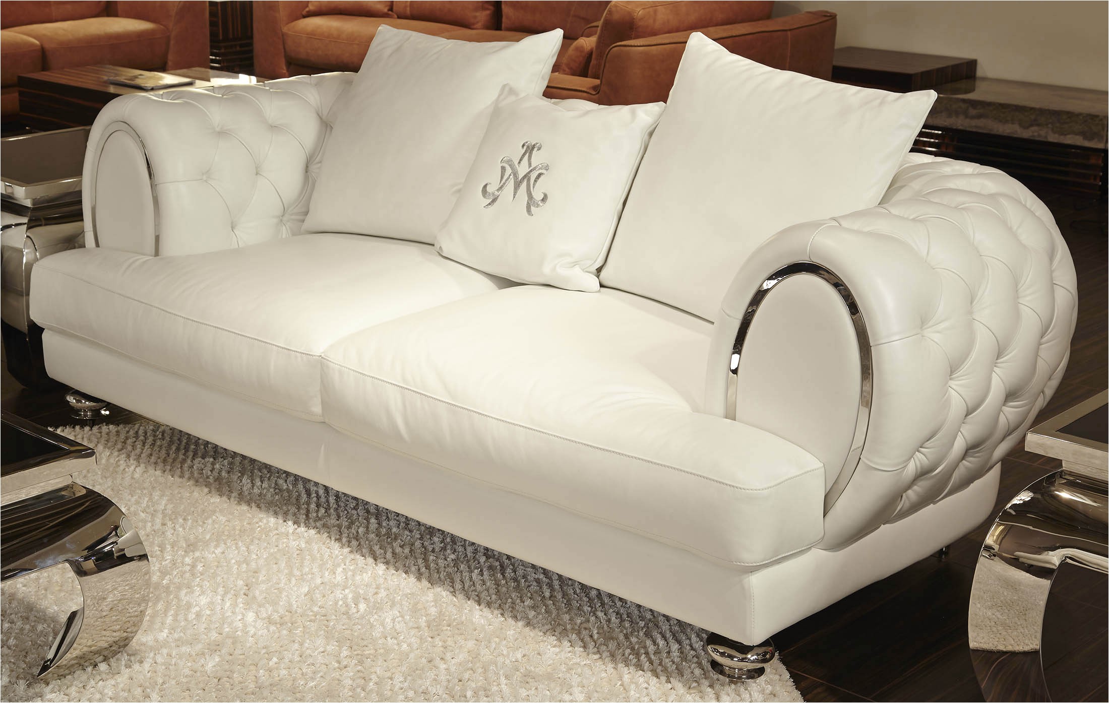 Tufted sofa Gray Living Room White Tufted Leather sofa Gallery Furniture Leather