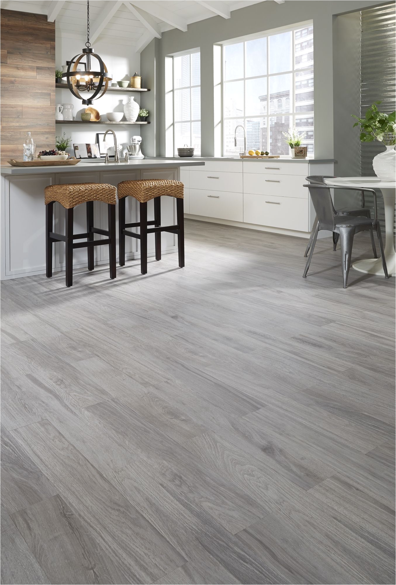 the soft gray tones of oceanside oak offer a beautiful backdrop for any space in your home plus wood look tile is waterproof