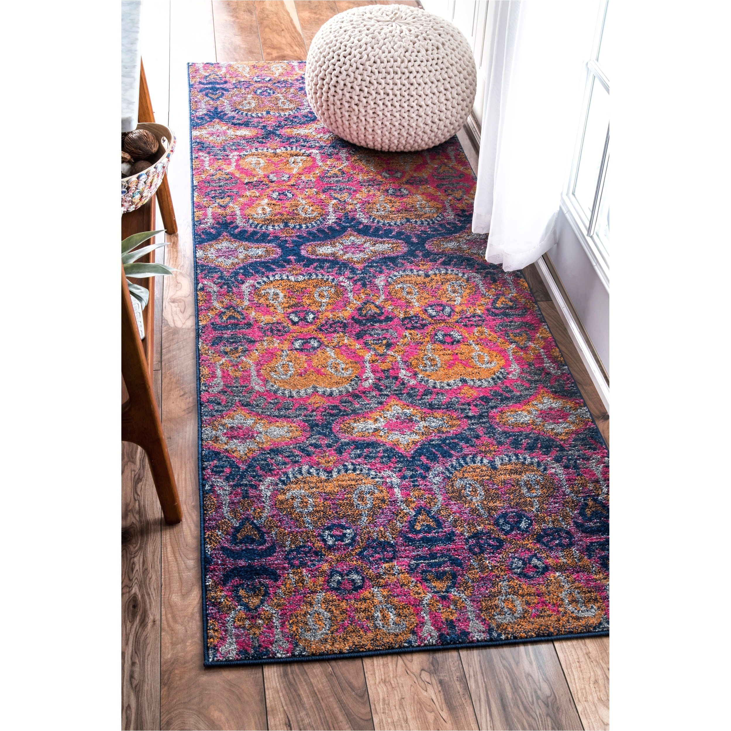 nuloom bohemian damask navy runner rug 2 8 x 8 overstock com shopping the best deals on runner rugs