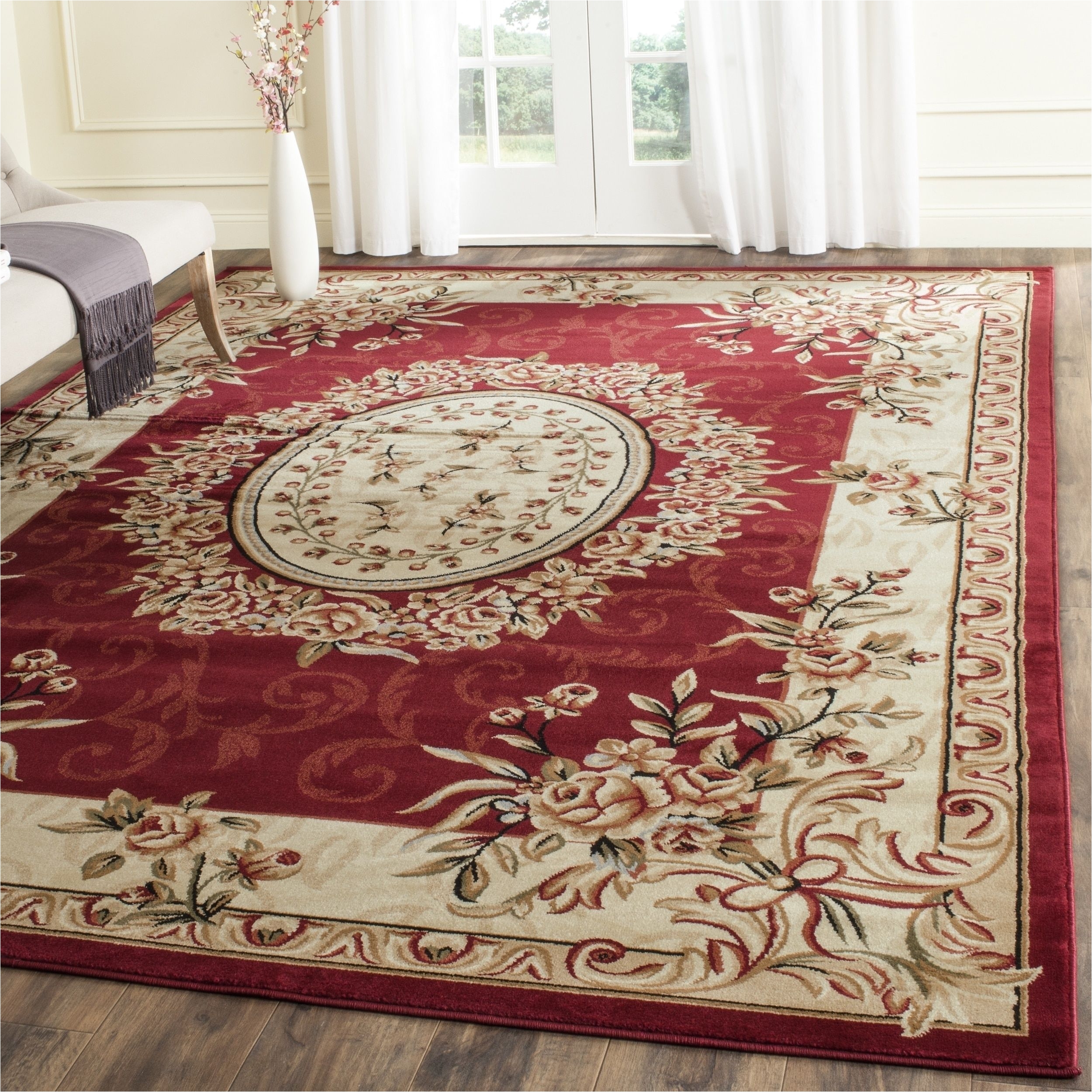safavieh lyndhurst traditional oriental red ivory rug 8 11 x 12 rectangle lnh328c 9 size 9 x 12 olefin medallion