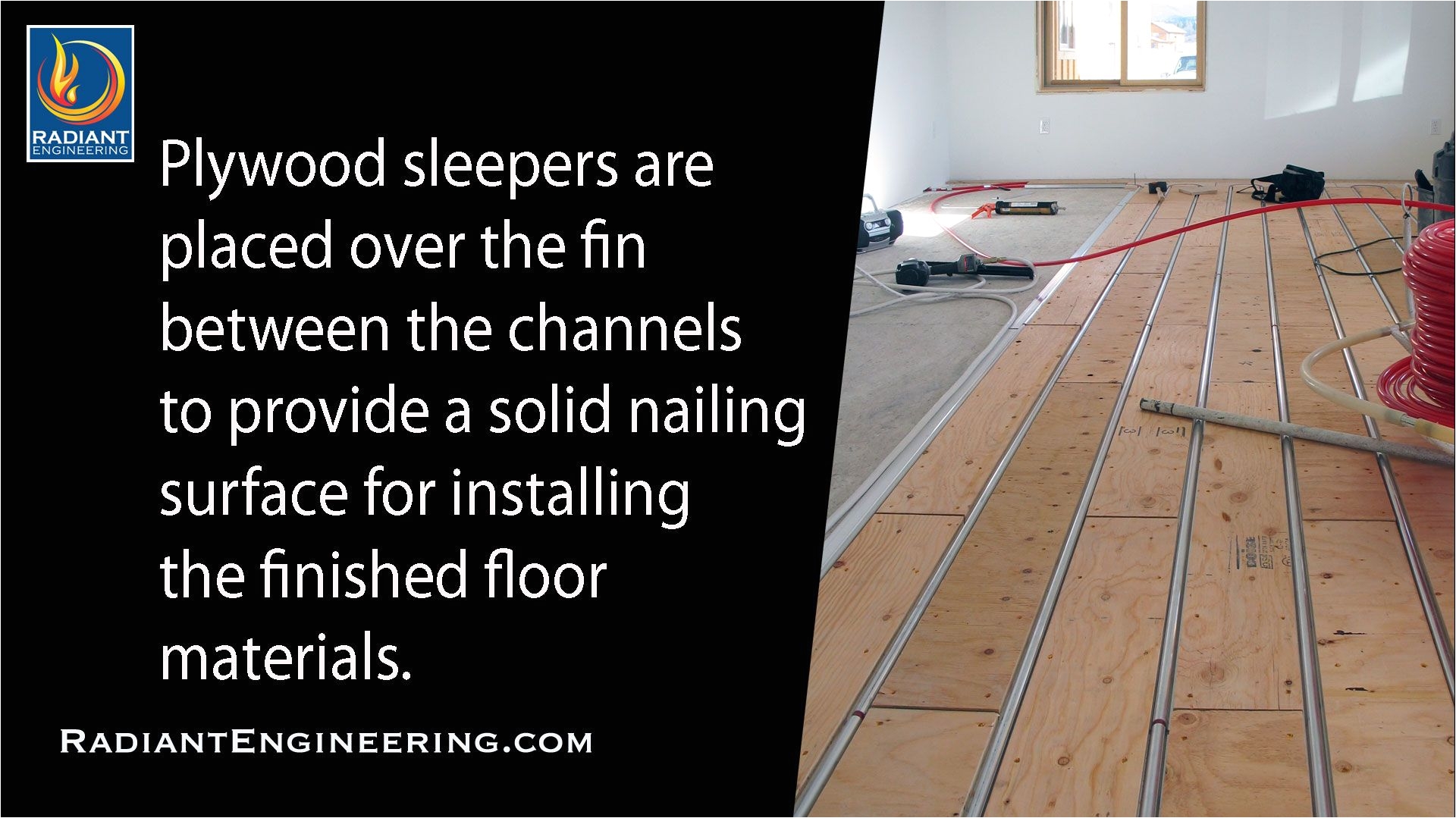 radiant heated floor installation with thermofin u and pex tubing ready for installation of wood