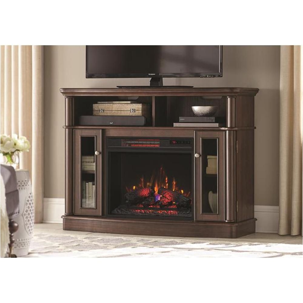 home decorators collection tolleson 48 in media console infrared bow front electric fireplace in mocha 95575 at the home depot mobile