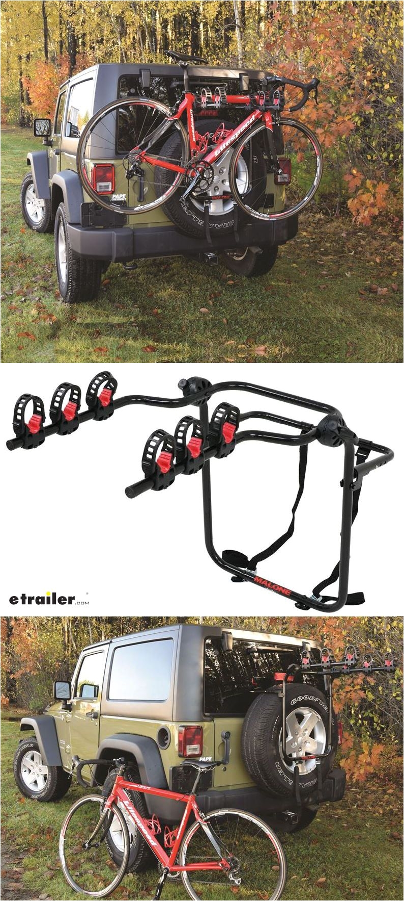 malone runway 3 bike rack spare tire mount folding arms