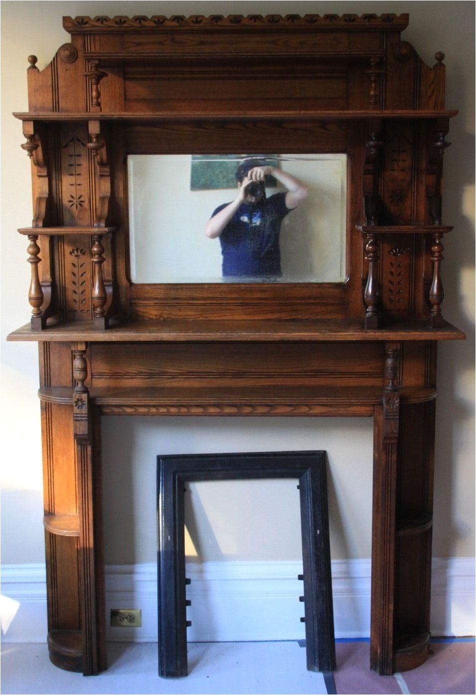 antique ornate wood fireplace surround ebay