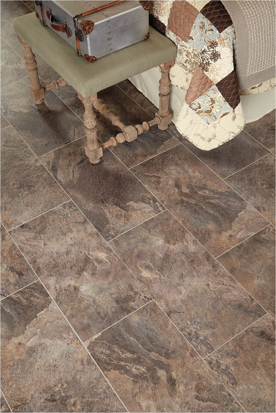 stainmastera 12 in x 24 in groutable harbor slate brown peel and stick slate luxury vinyl tile