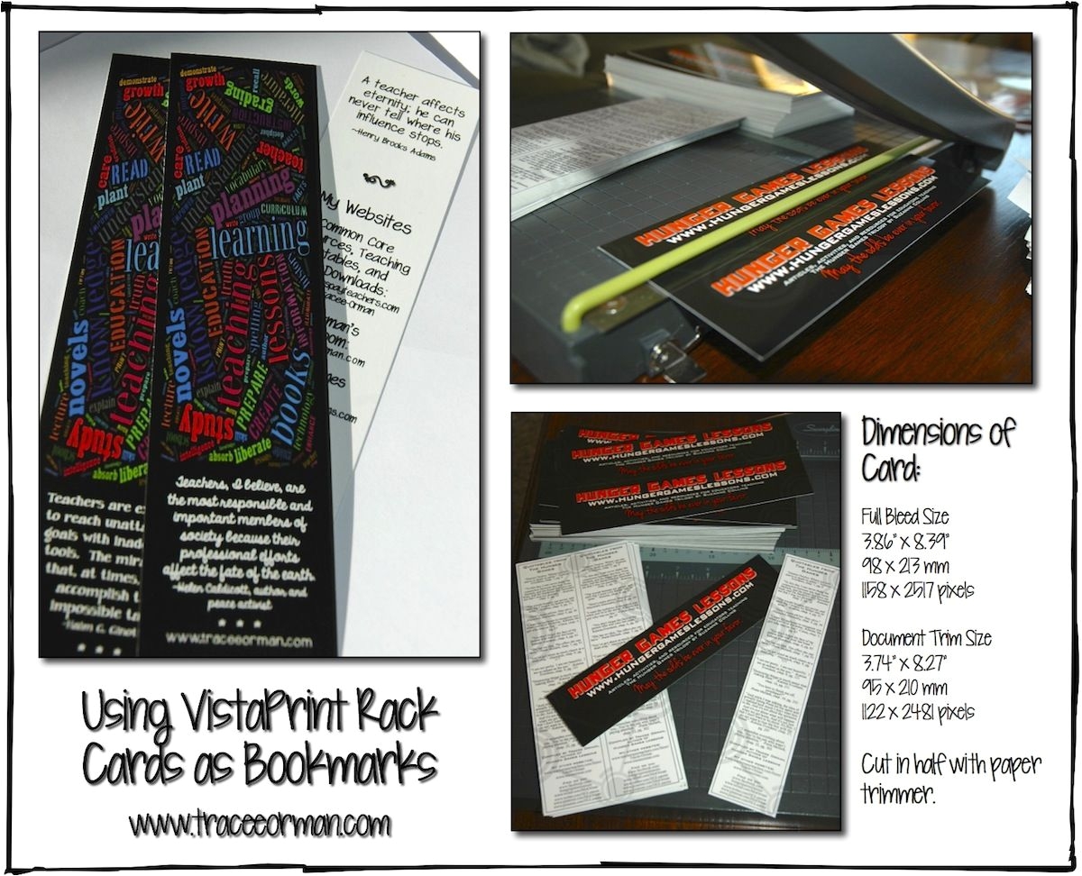 vistaprint rack cards as bookmarks with dimensions for making your own design use for classroom rewards student gifts incentives reading logs aids