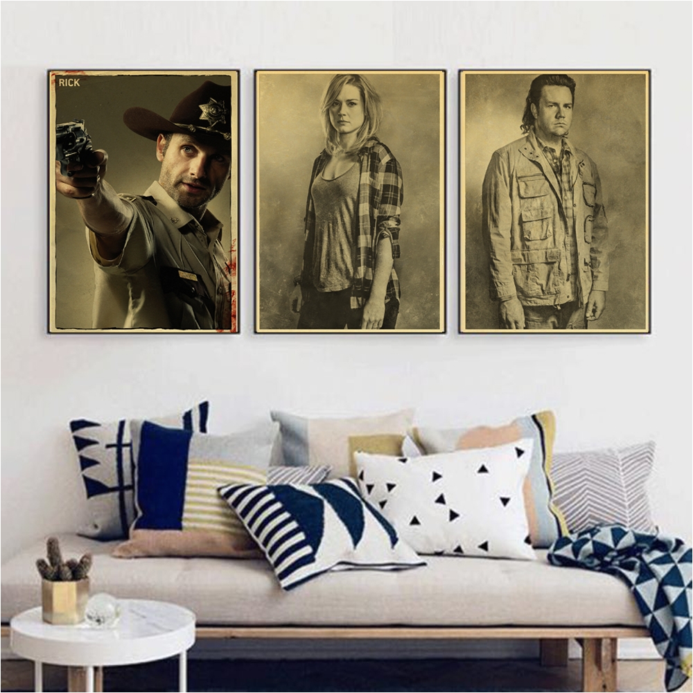 rick grimes retro posters wall sticker the walking dead vintage poster retro tv series home decor