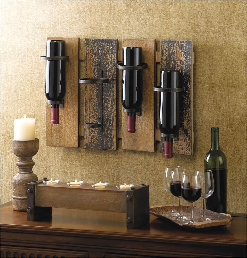 rustic wine wall rack