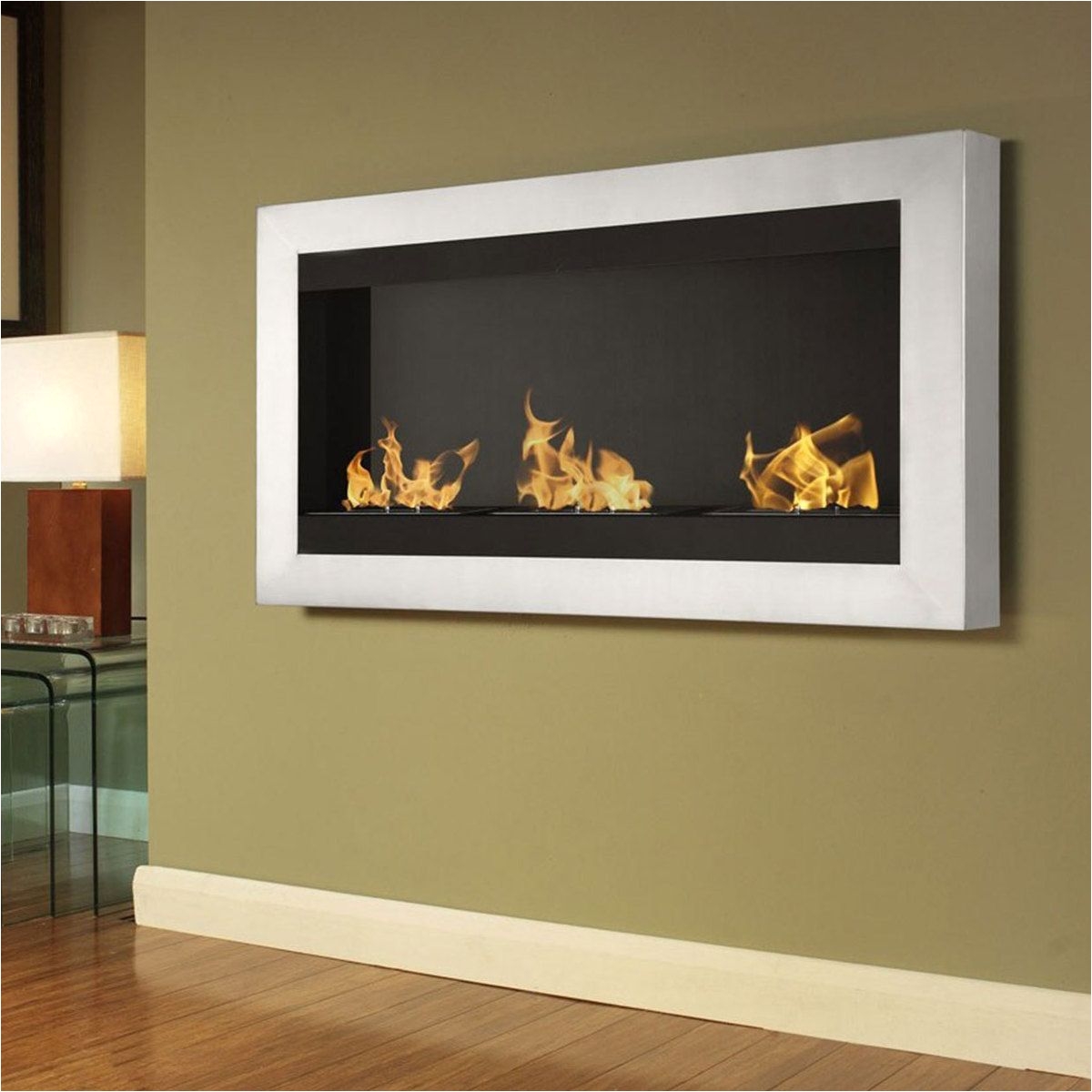 wall mounted ethanol powered fireplace with no leftover soot neat