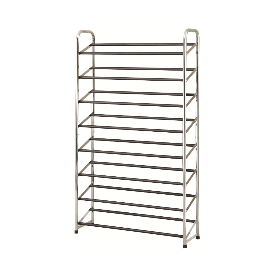 Wall Mounted Shoe Rack Lowes Style Selections 30 Pair Chrome Black Coated Metal Shoe Rack D