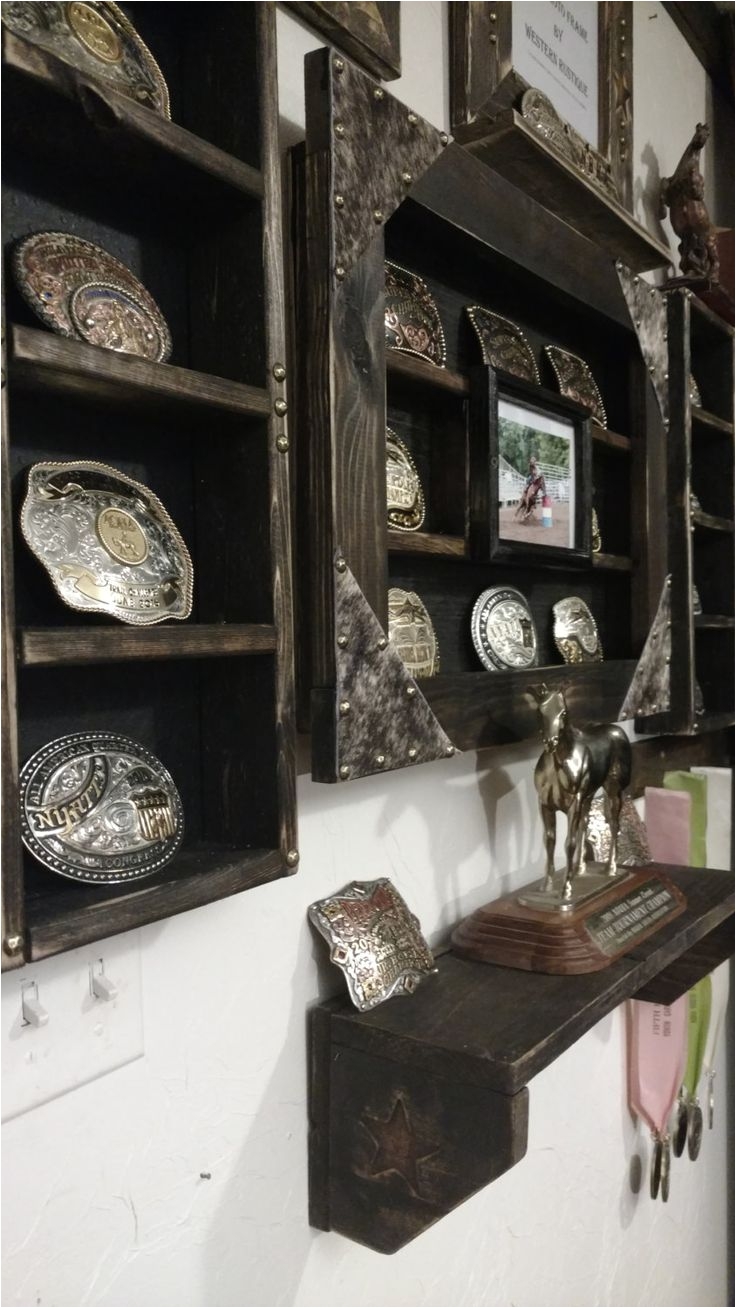 belt buckle display customized with high quality cowhide metal rivits and firewood branding of your choice steerhead stars cross or more