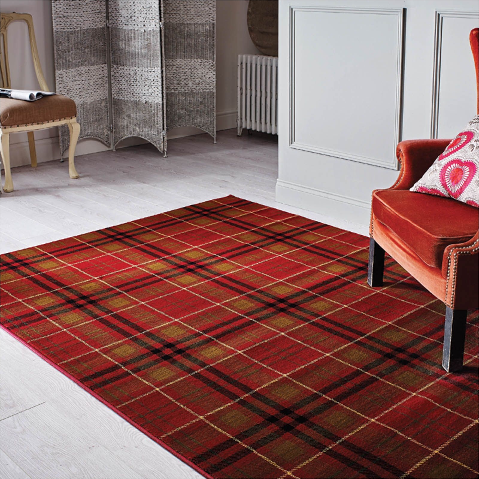 love love lovea i traditional tartan glen kilry rugs in red