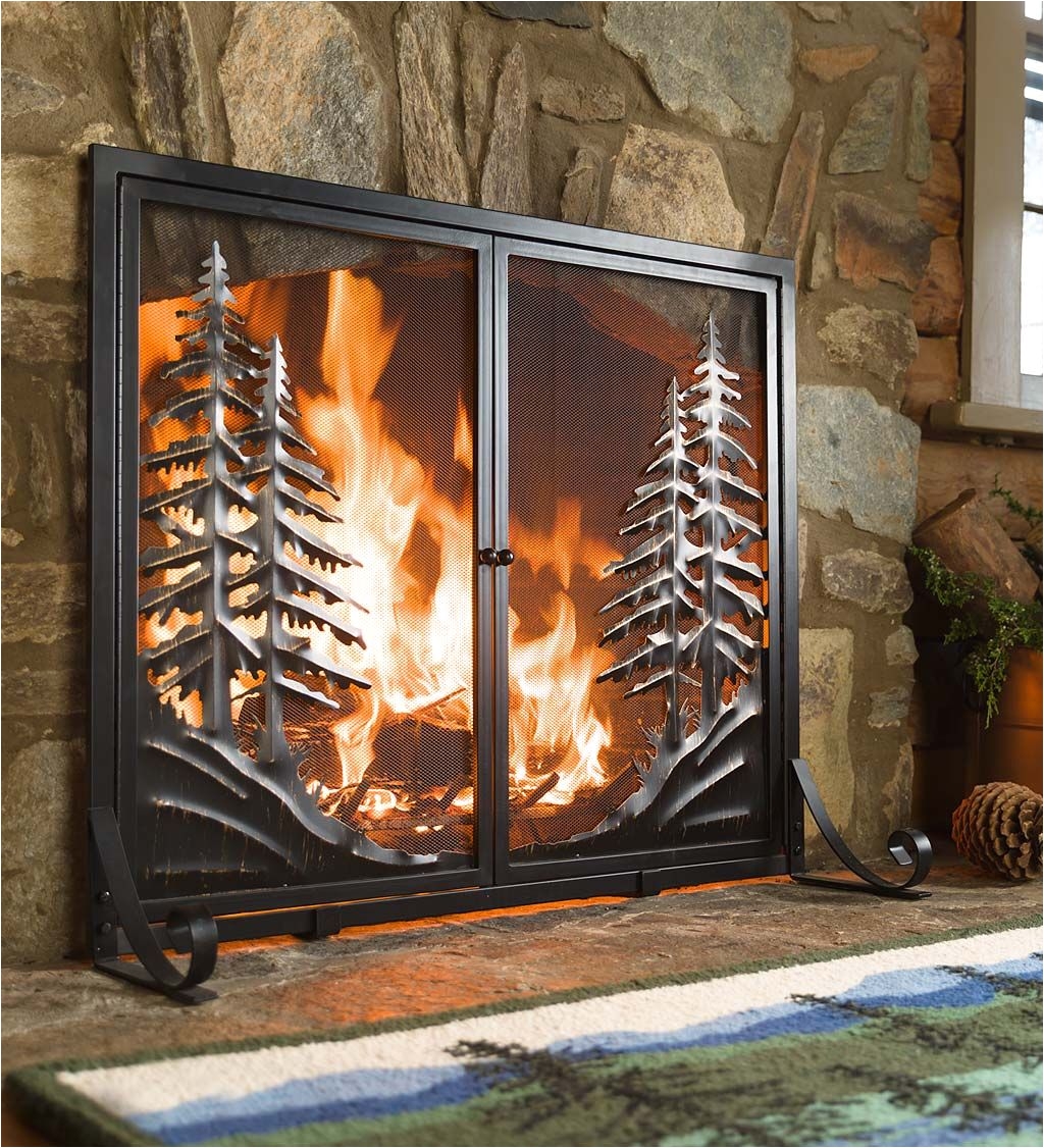 alpine fireplace screen with doors brings the peace and tranquility of the mountains to your hearth