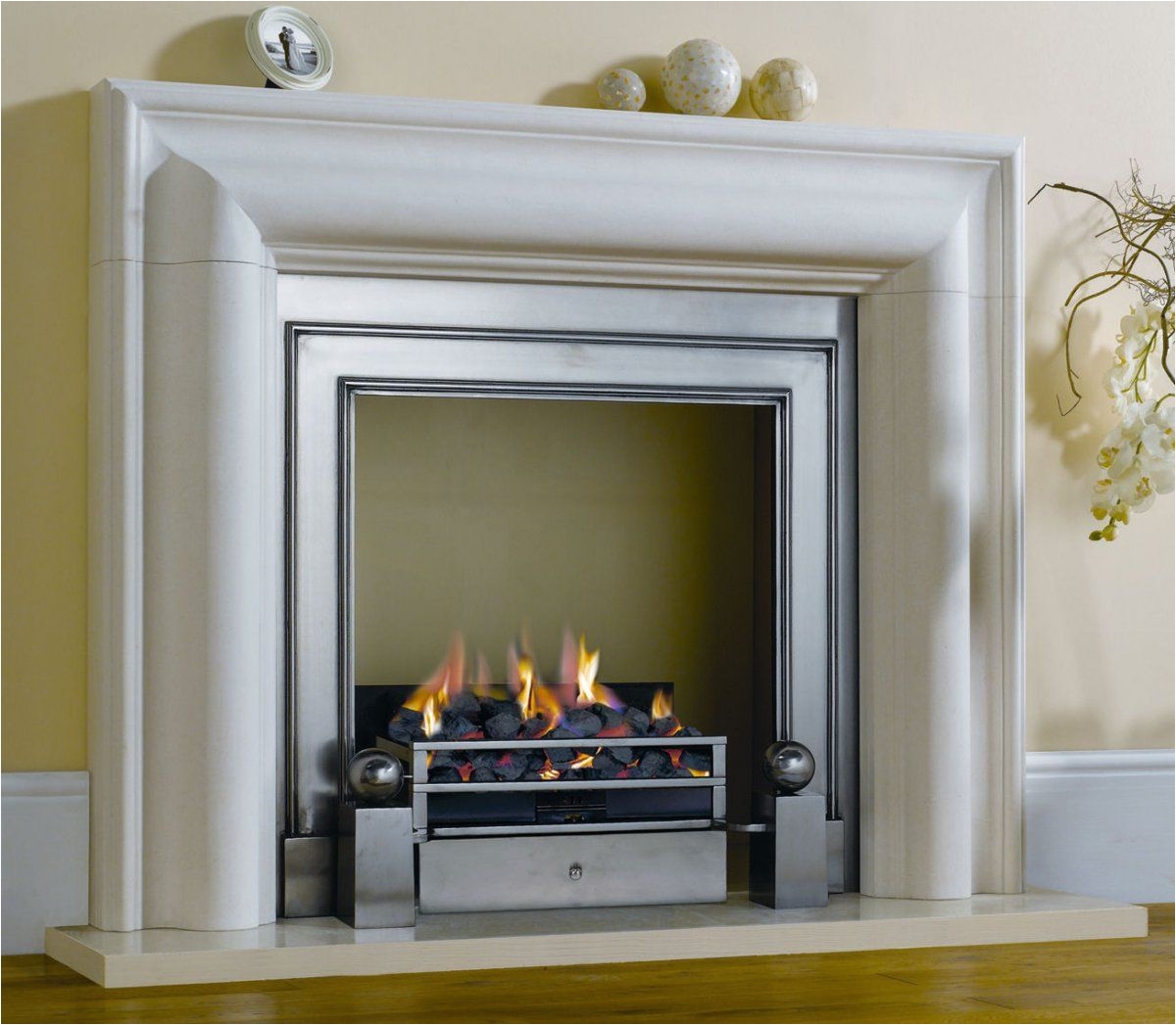 the grafton stone mantel is available in a choice of natural limestone and antique white marble