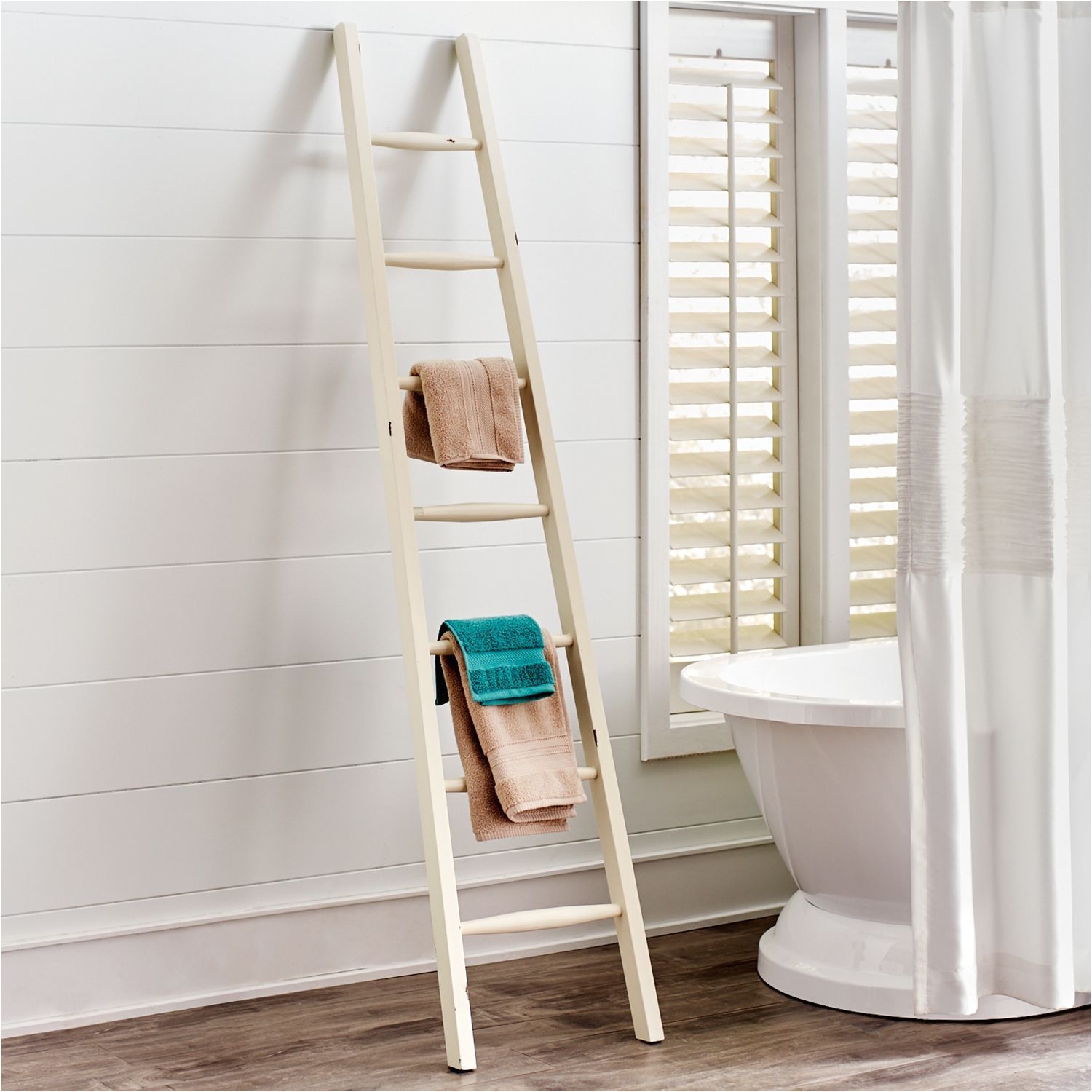 bath towel ladder white wood