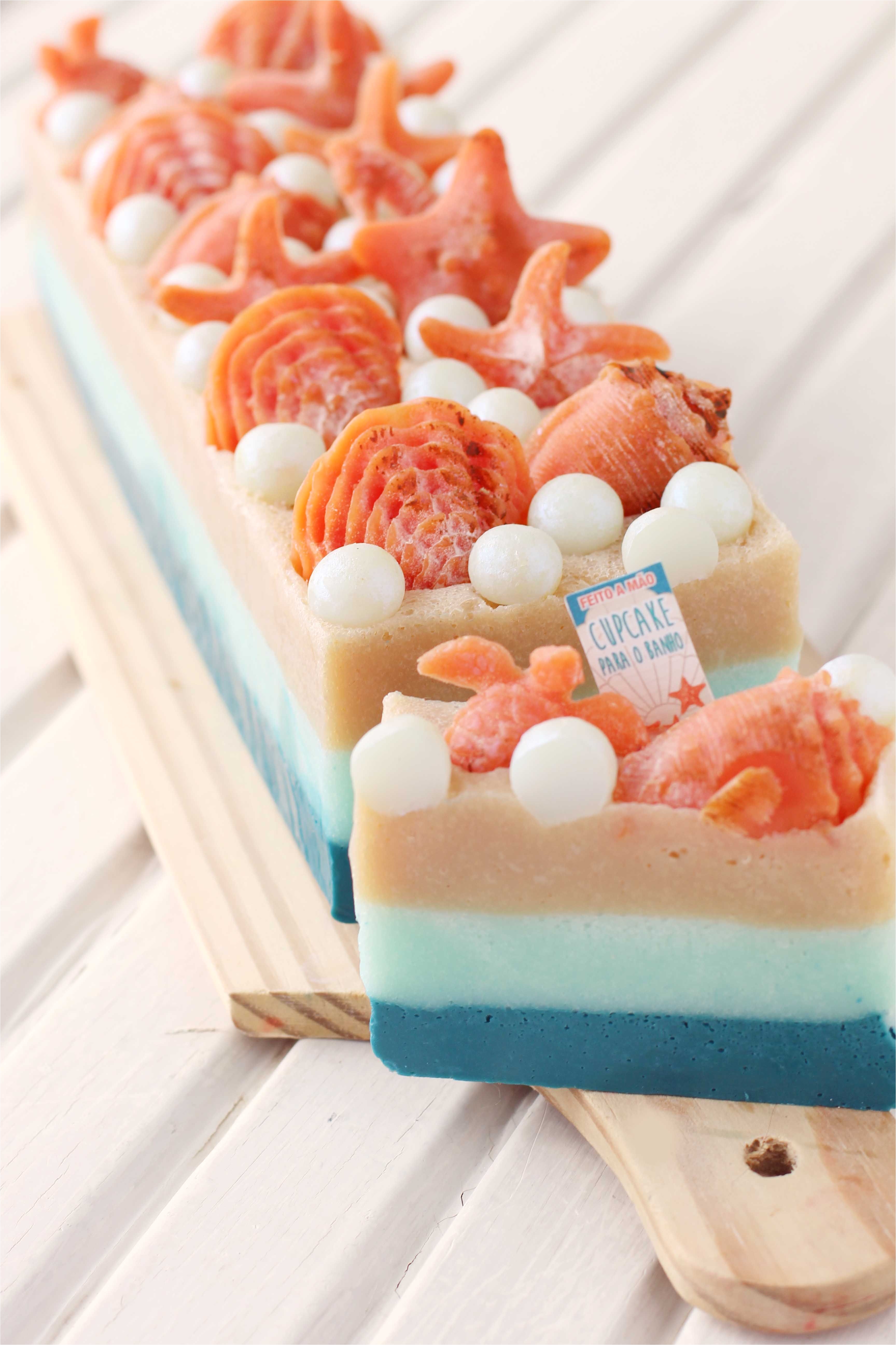 sea shell embellished hand made soaps wonderful colors gift idea too