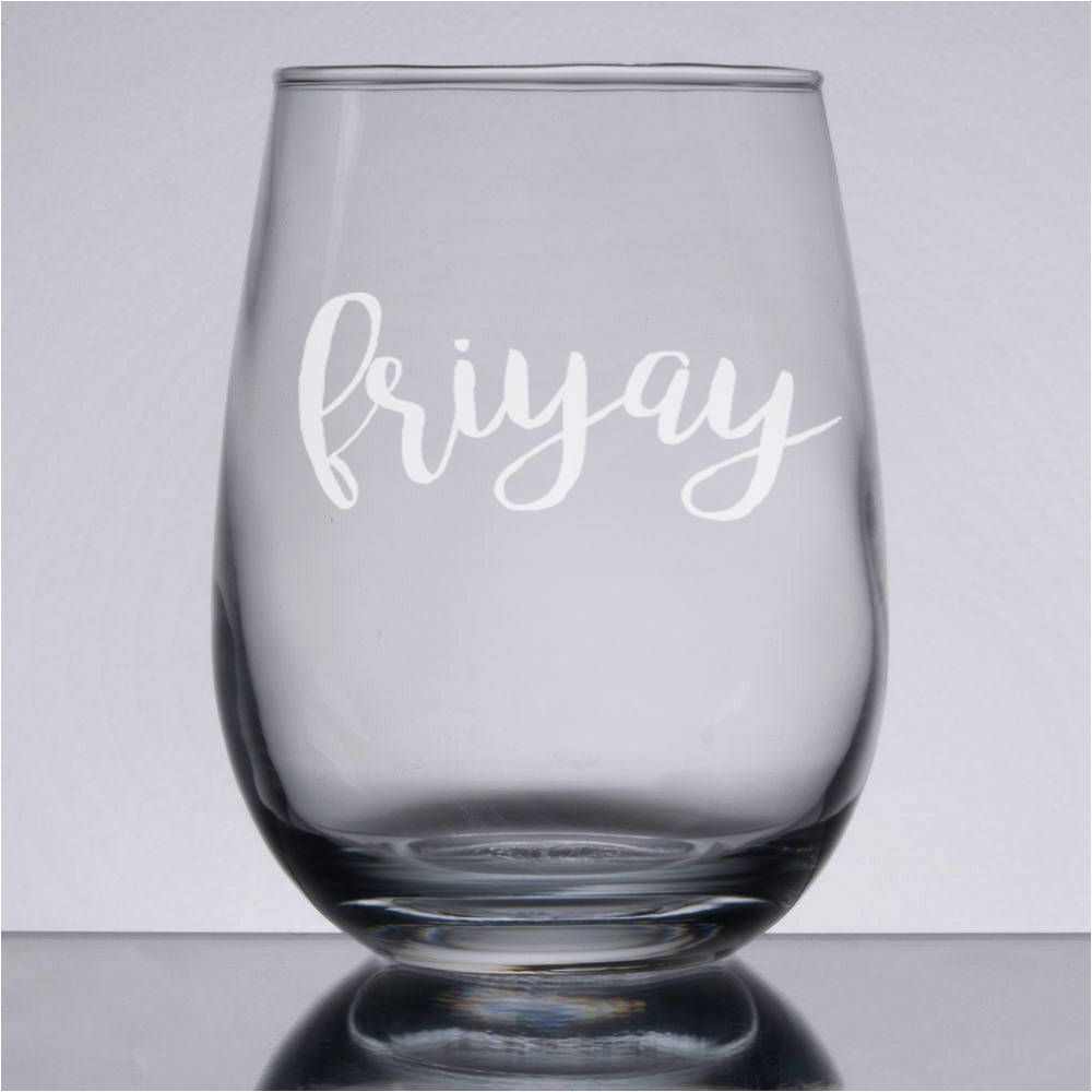 fri yay wine glass etched wine glass friday wine glass fri