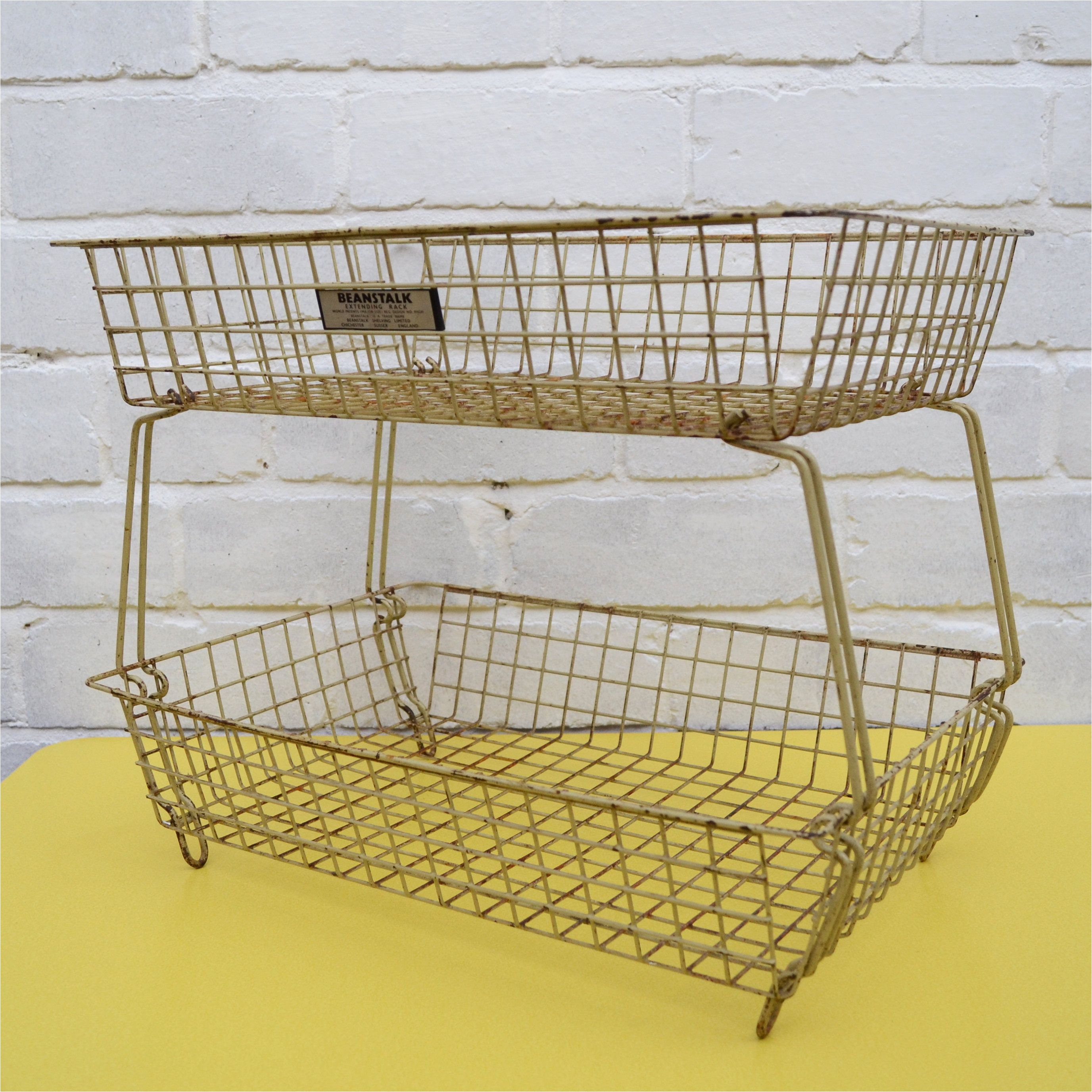 vintage beanstalk extending rack industrial wire basket rustic vegetable rack wire in trays