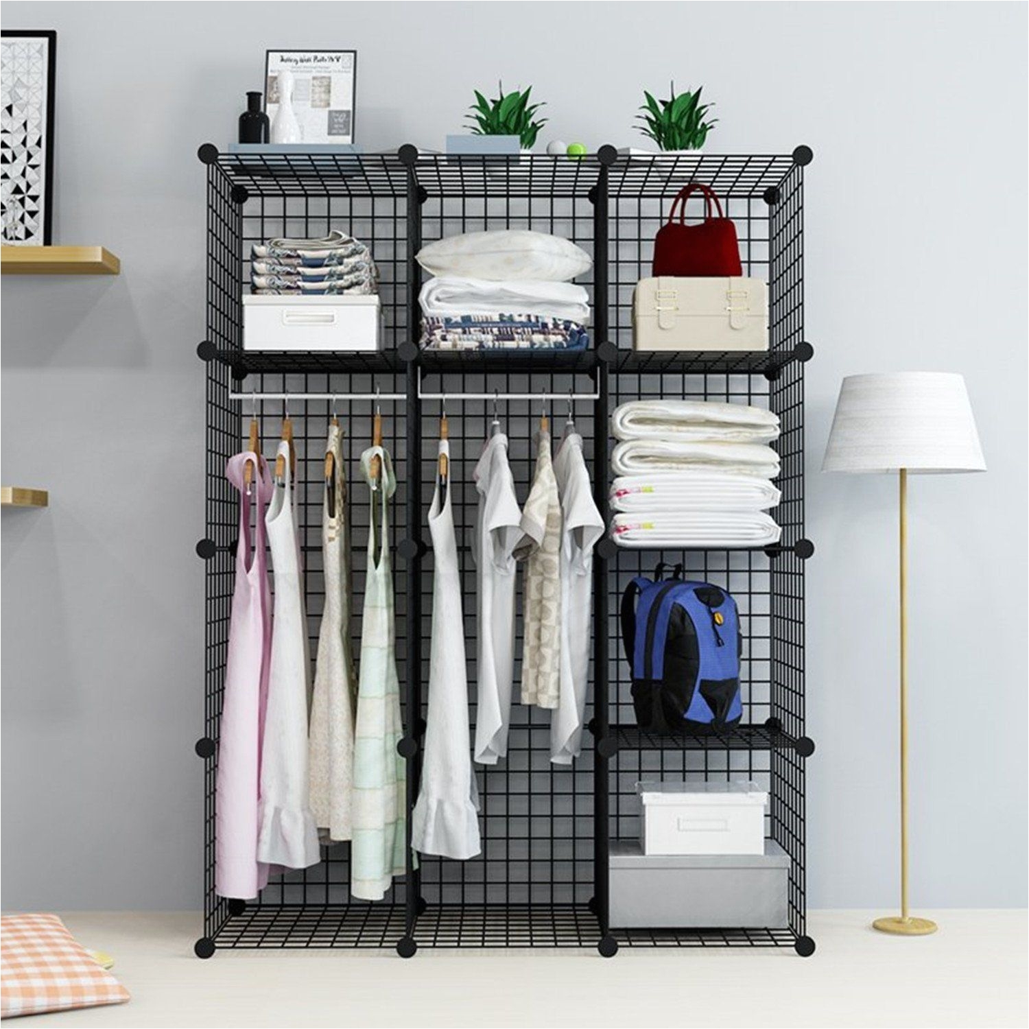 amazon com unicoo multi use diy 12 cube wire grid organizer bookcase