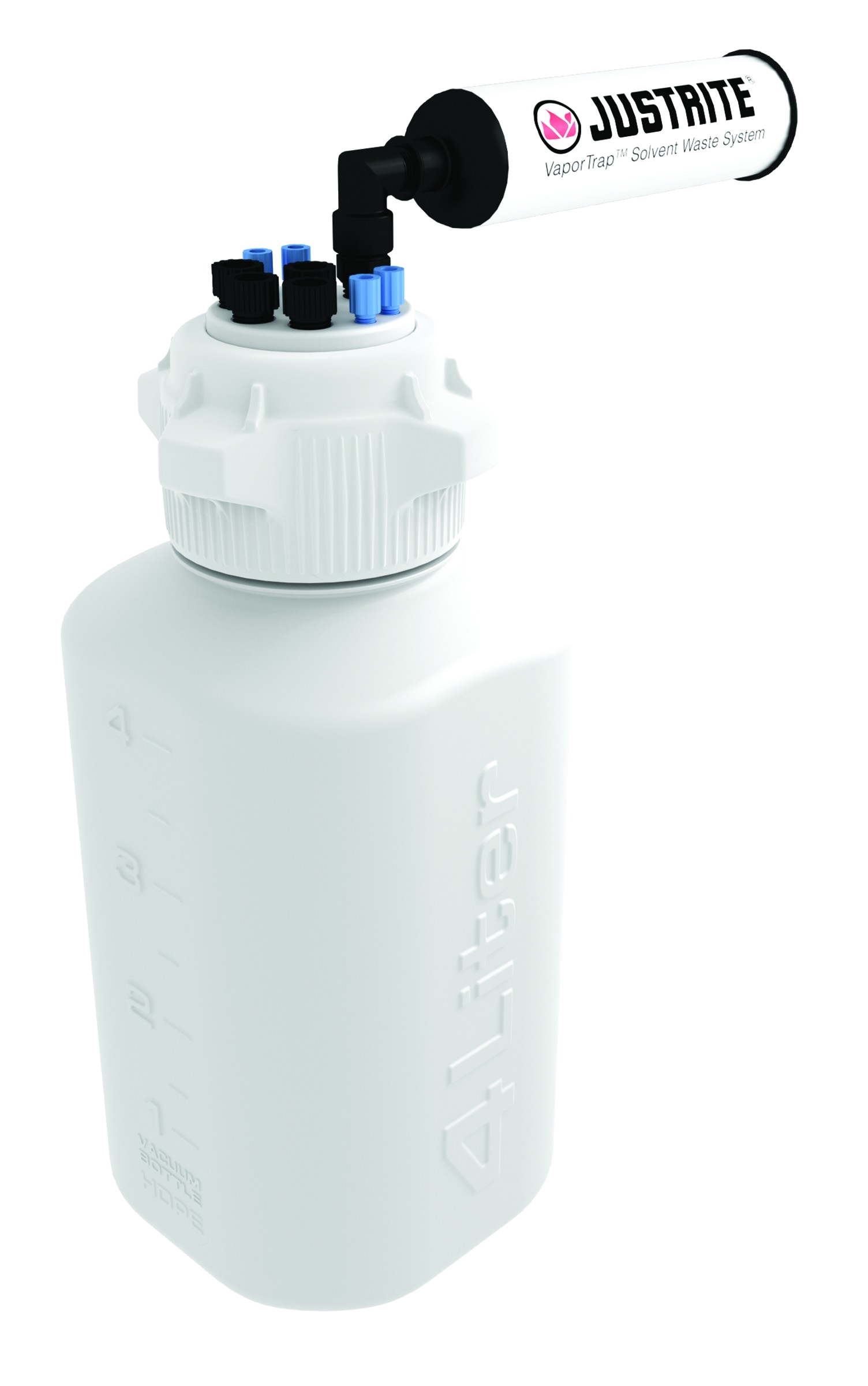 vaportrapa carboy with filter kit 4l hdpe 83mm cap 4 ports 1 8 od tubing 4 ports 1 4 od tubing