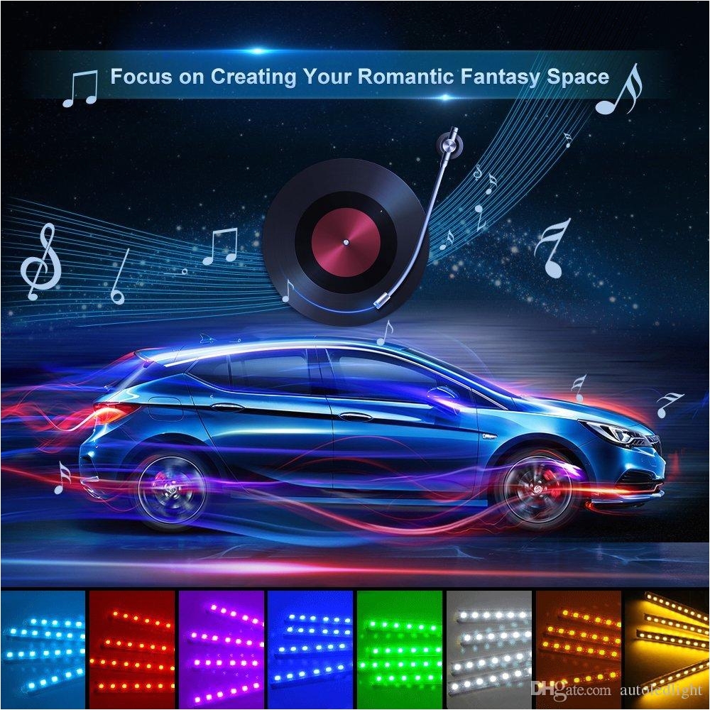 5050 9 led car interior underdash lighting kit smart sound activated control atmosphere lamp strip glow