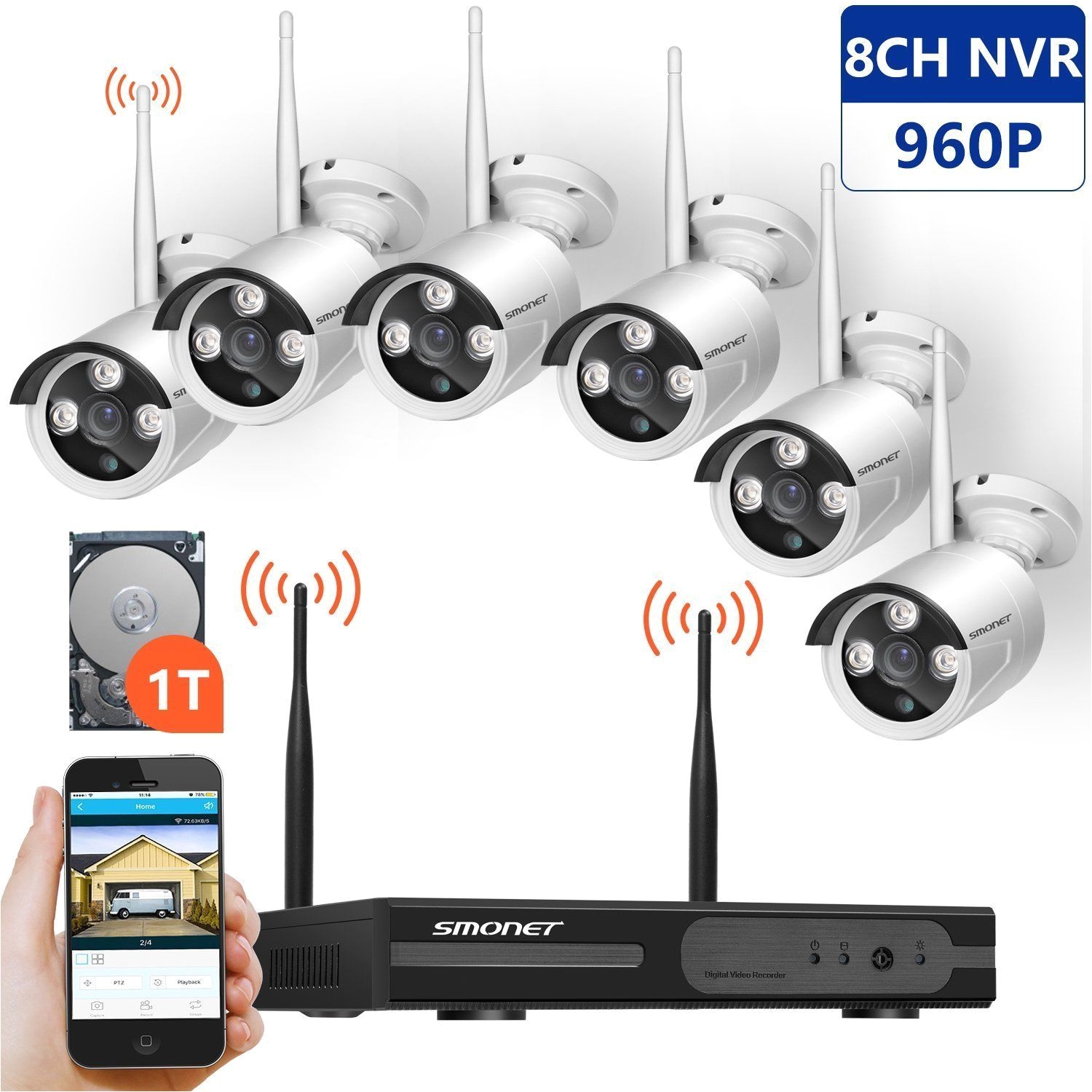 surveillance security camera system night vision 960p wireless ip indoor outdoor