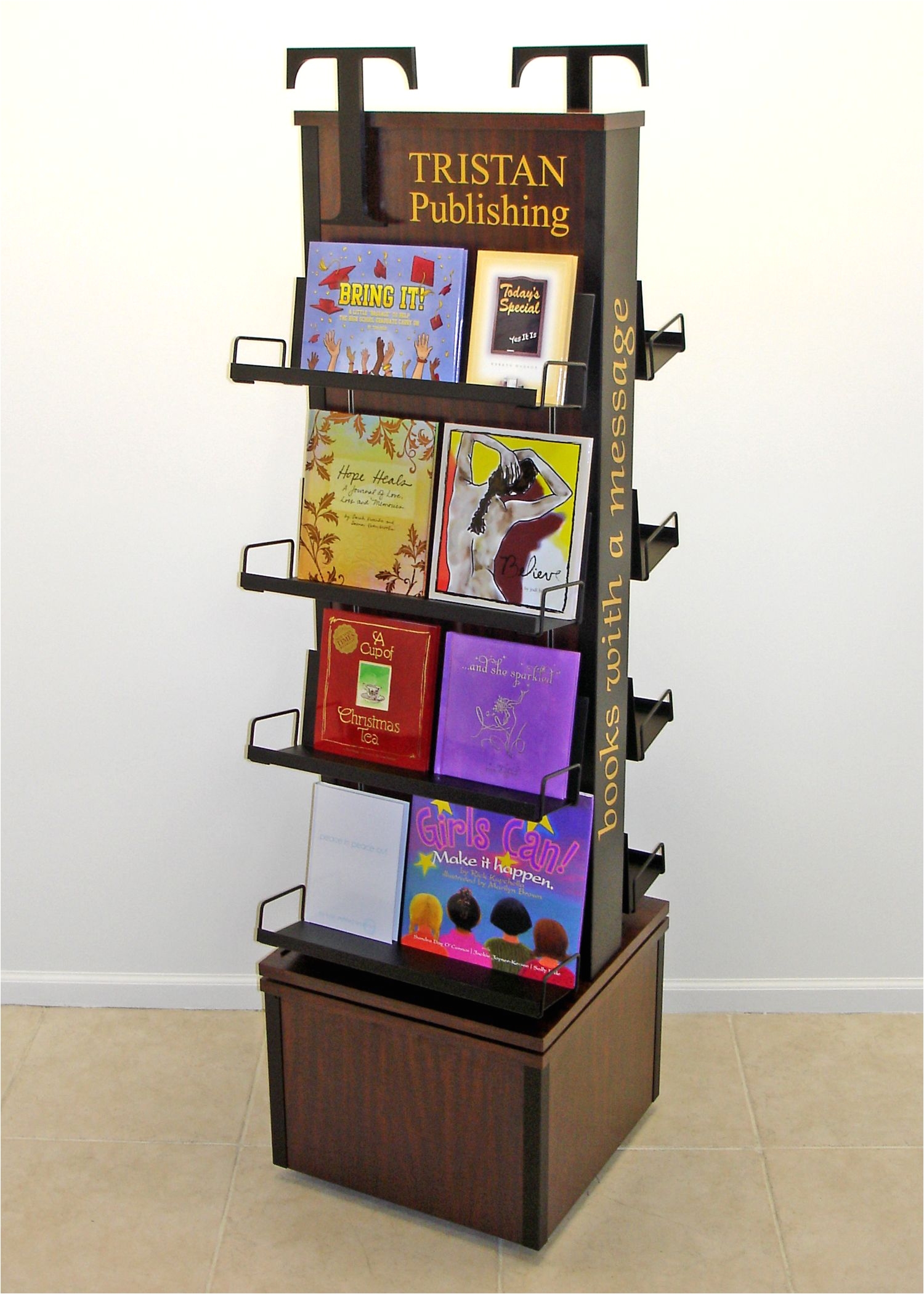 Wood Rotating Magazine Rack Book Publishing Pos Display Pop Display Point Of Sale Wood