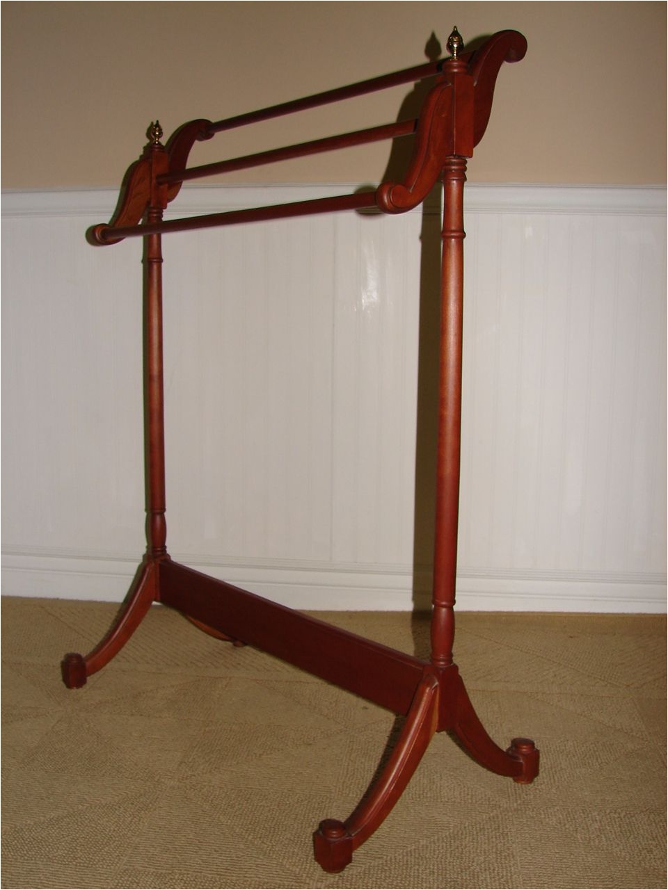 vintage cherry quilt rack quilt stand valet with brass finials robert w zerbe