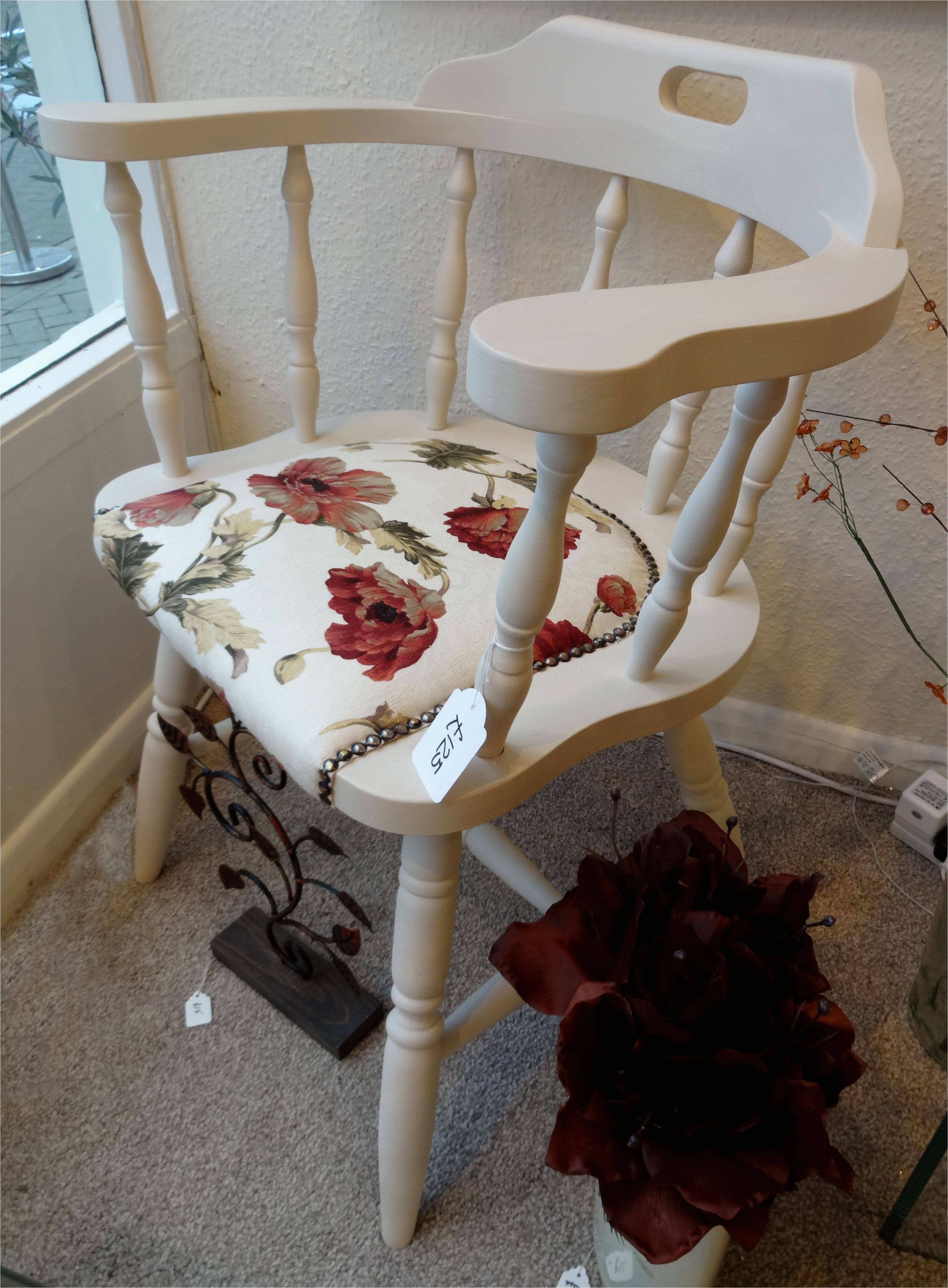 captain s chair painted using autentico cocos vintage chalk paint and re upholstered