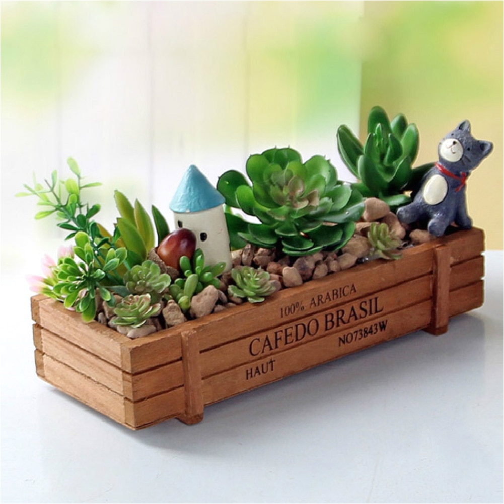 Wooden Flower Pot Retro Garden Supplies Wooden Garden Planter Window Box Trough Pot