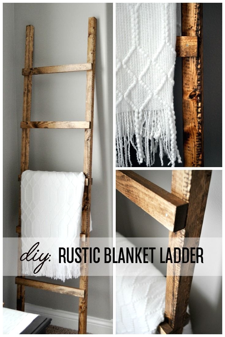 diy rustic blanket ladder www littleglassjar com