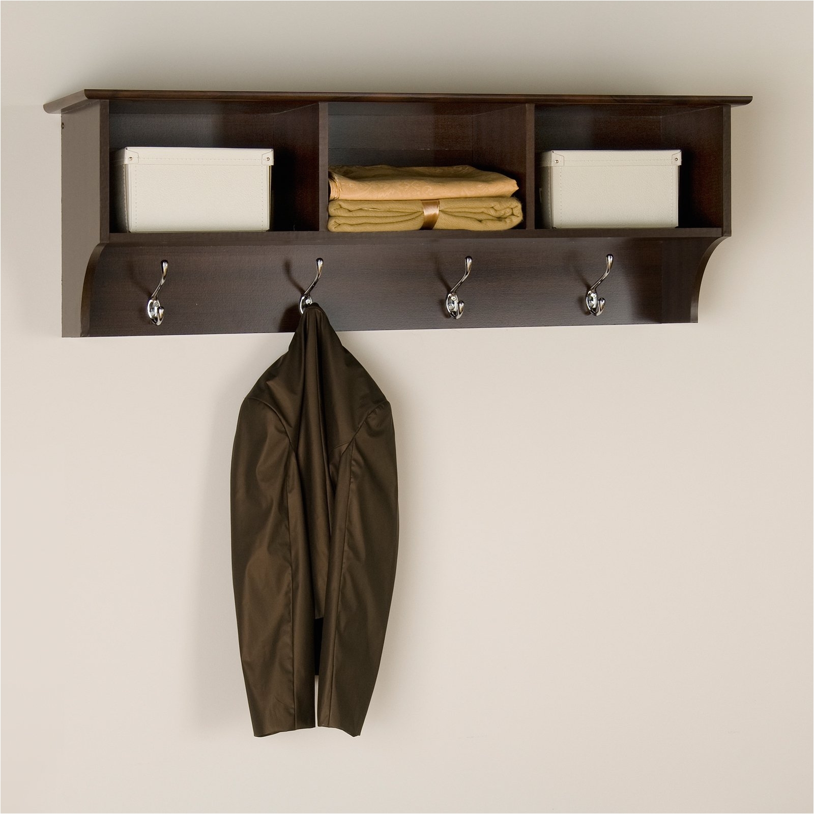 image of master entryway shelf with hooks