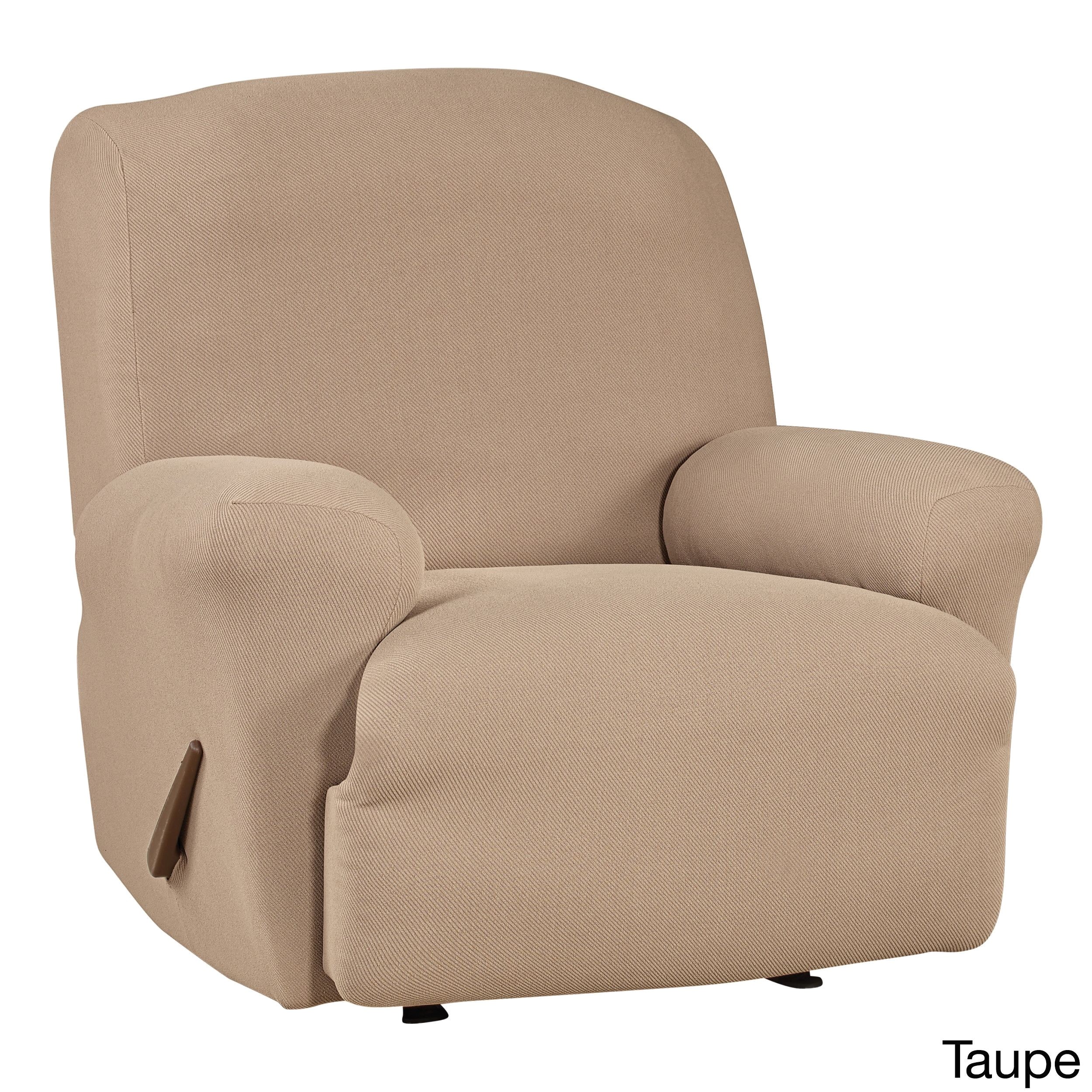 sure fit simple stretch twill recliner slipcover taupe brown solid