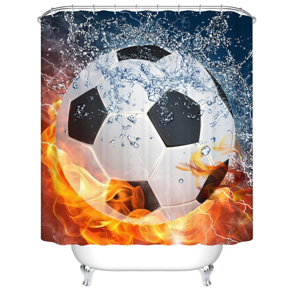sport fan fire basketball 3d fabric shower curtain decor waterproof polyster curtain for bathroom set shower curtain fabric shower curtain curtains for