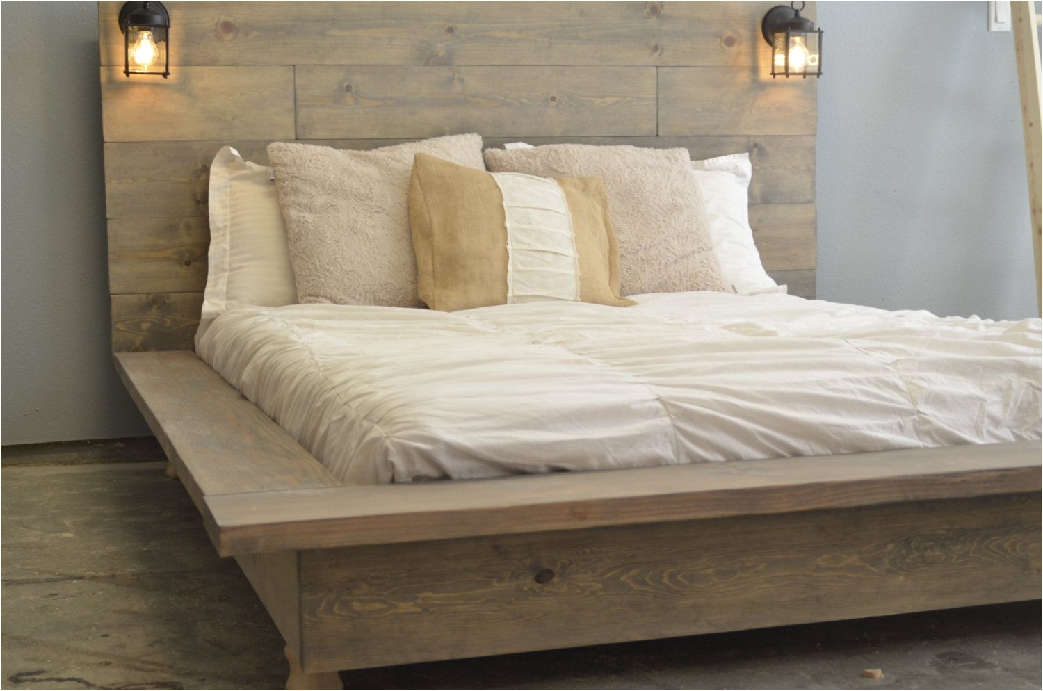 Bed Frames and Mattress On the Floor Floating Wood Platform Bed Frame with Lighted Headboard Quilmes