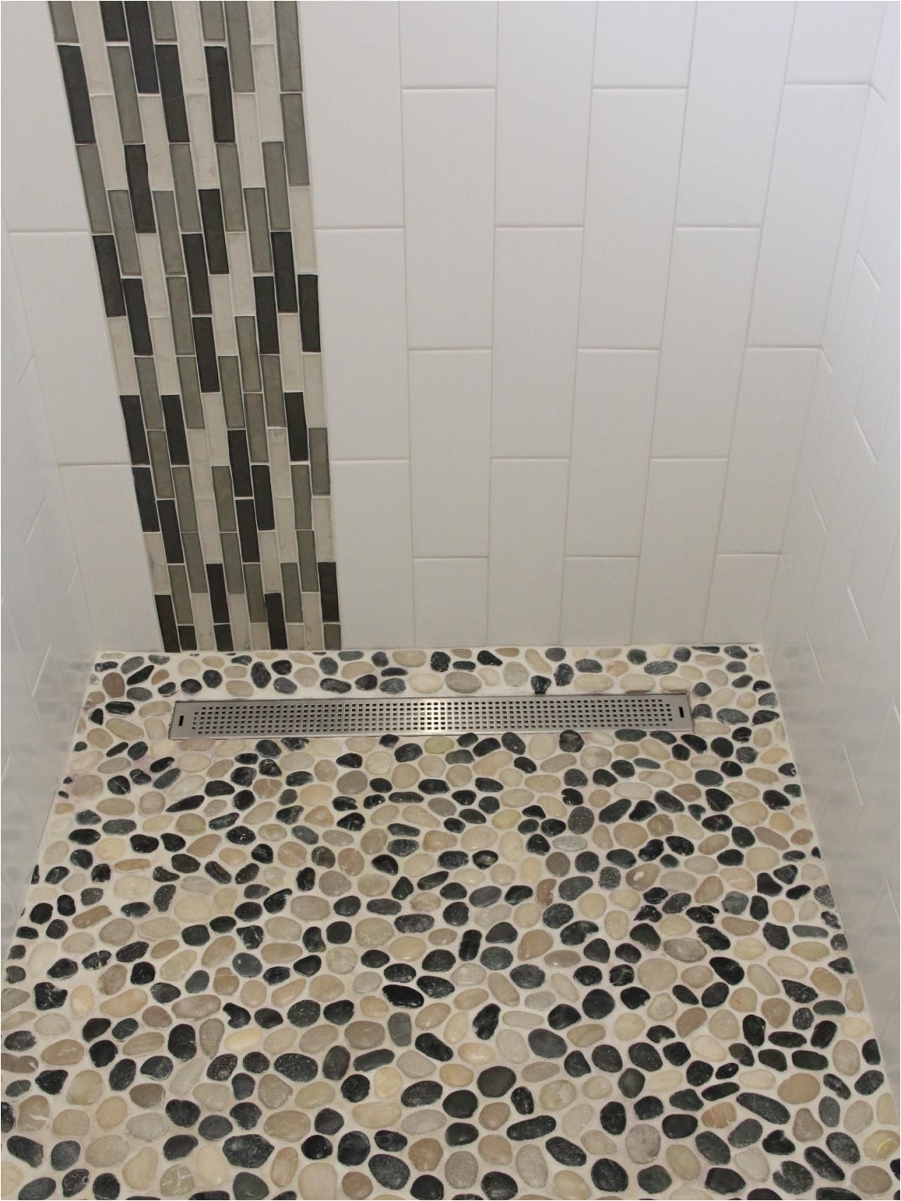 Best Grout Color for Shower Floor Black and White Pebble Tile Bathroom Ideas Pinterest White