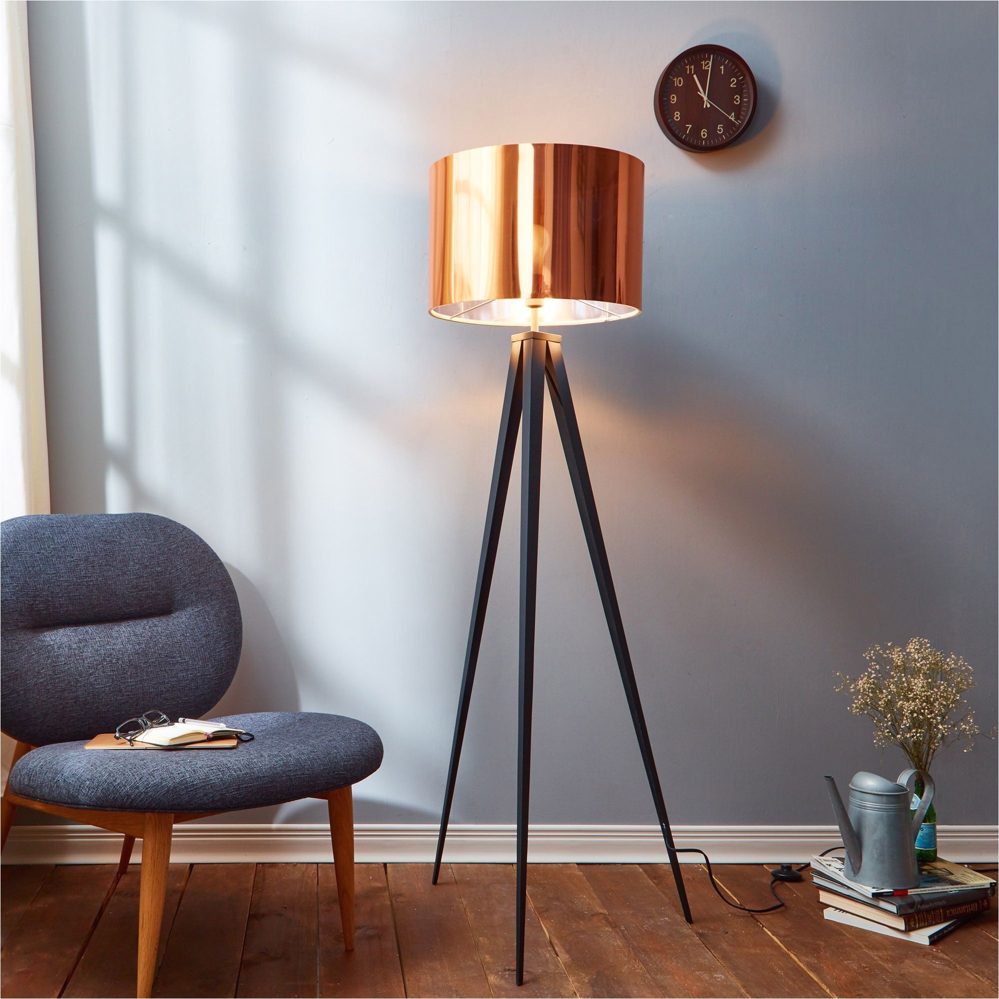 Crate and Barrel Stilt Floor Mirror Versanora Romanza TriPod Floor Lamp with Copper Brown Shade