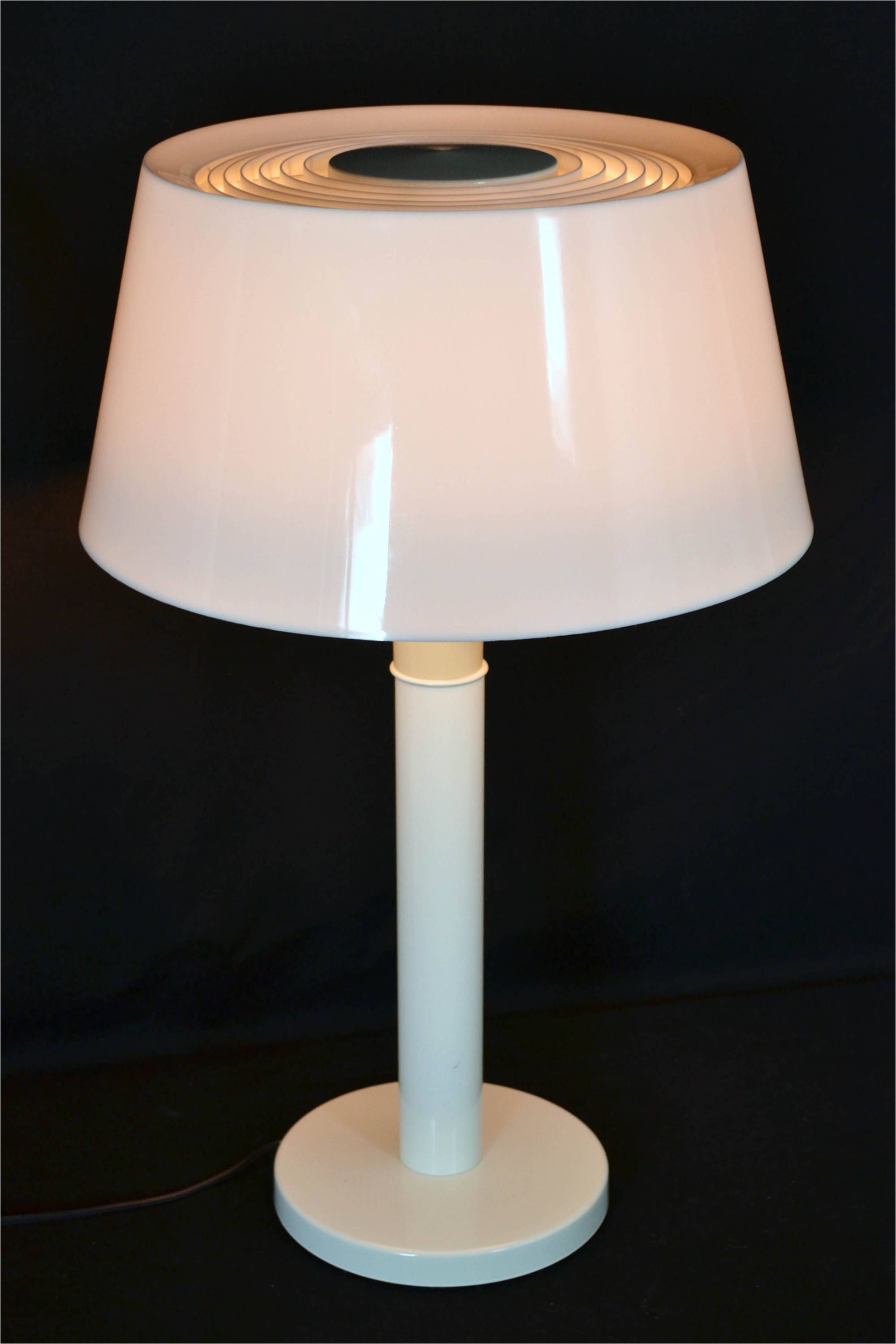 Mustard Yellow Floor Lamp White Table Lamp by Gerard Thurston for Lightolier by