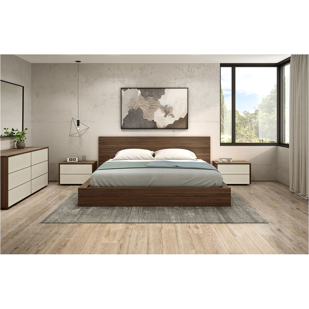 Queen Bed Frame On the Floor Camillia Bed with Wood Headboard by Mobican Available In Twin